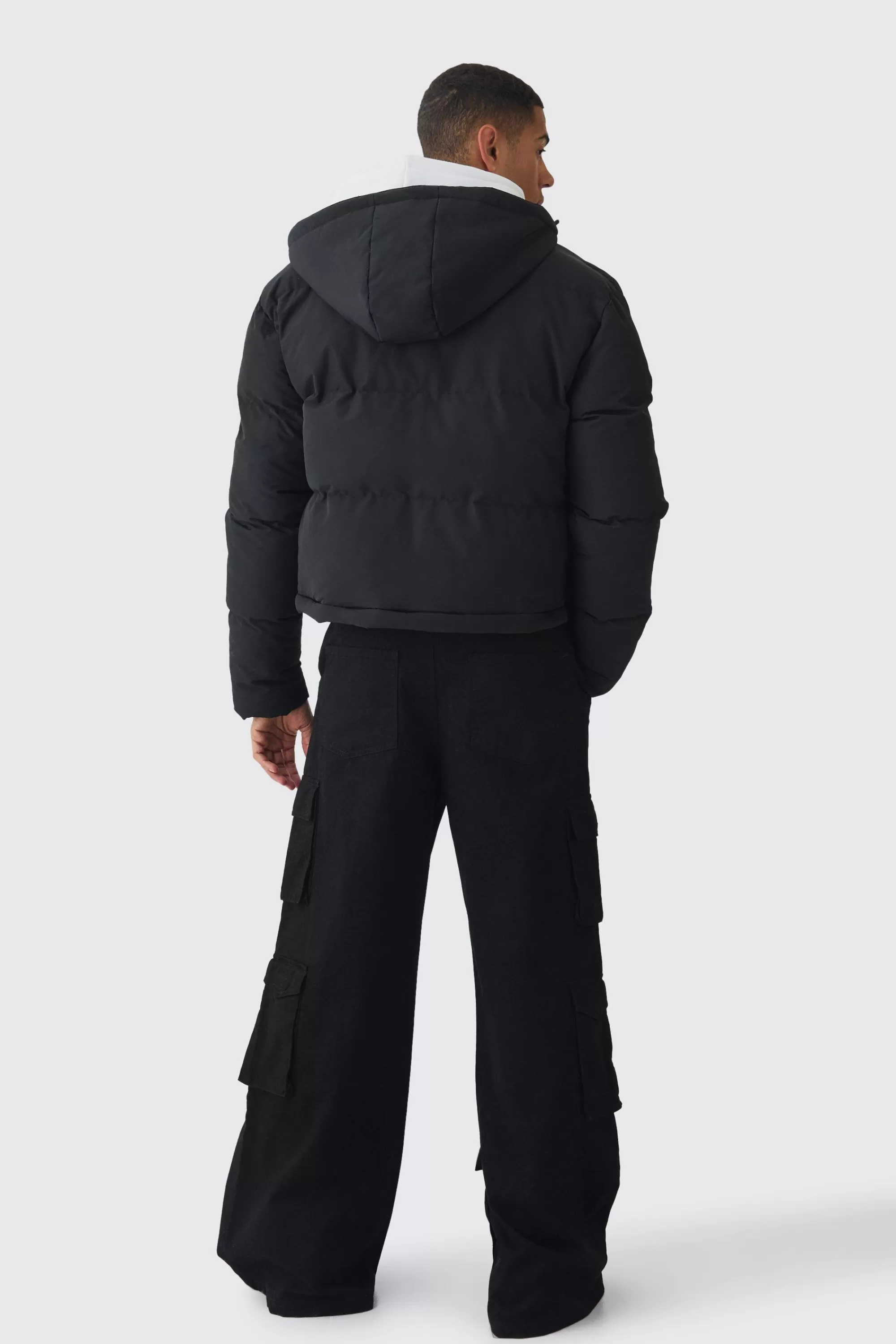 boohooMAN 2 In 1 Zip Off Longline Puffer Coat In | UK