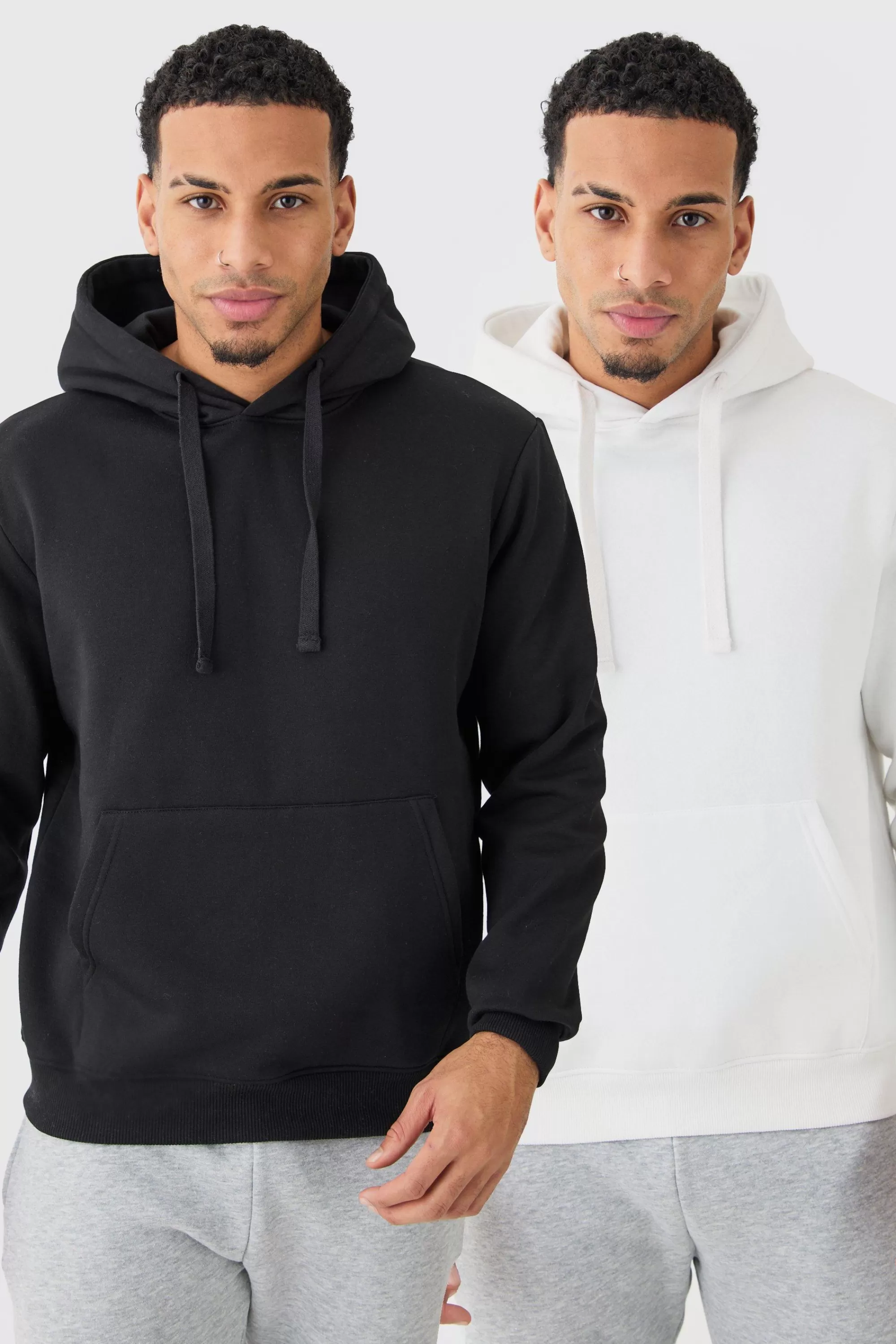 boohooMAN 2 Pack Basic Over The Head Hoodie | UK