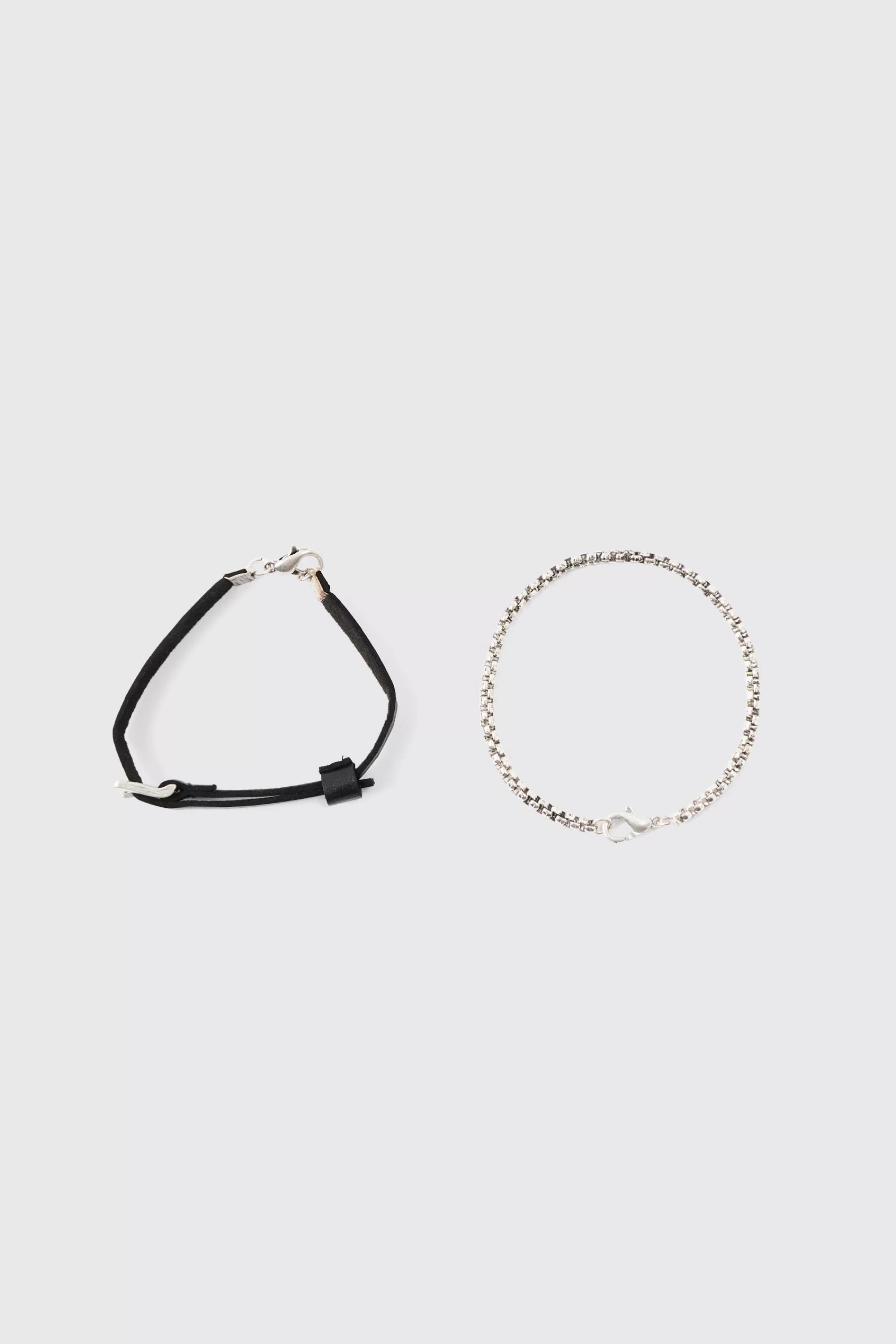 boohooMAN 2 Pack Belt Detailing Bracelets | UK