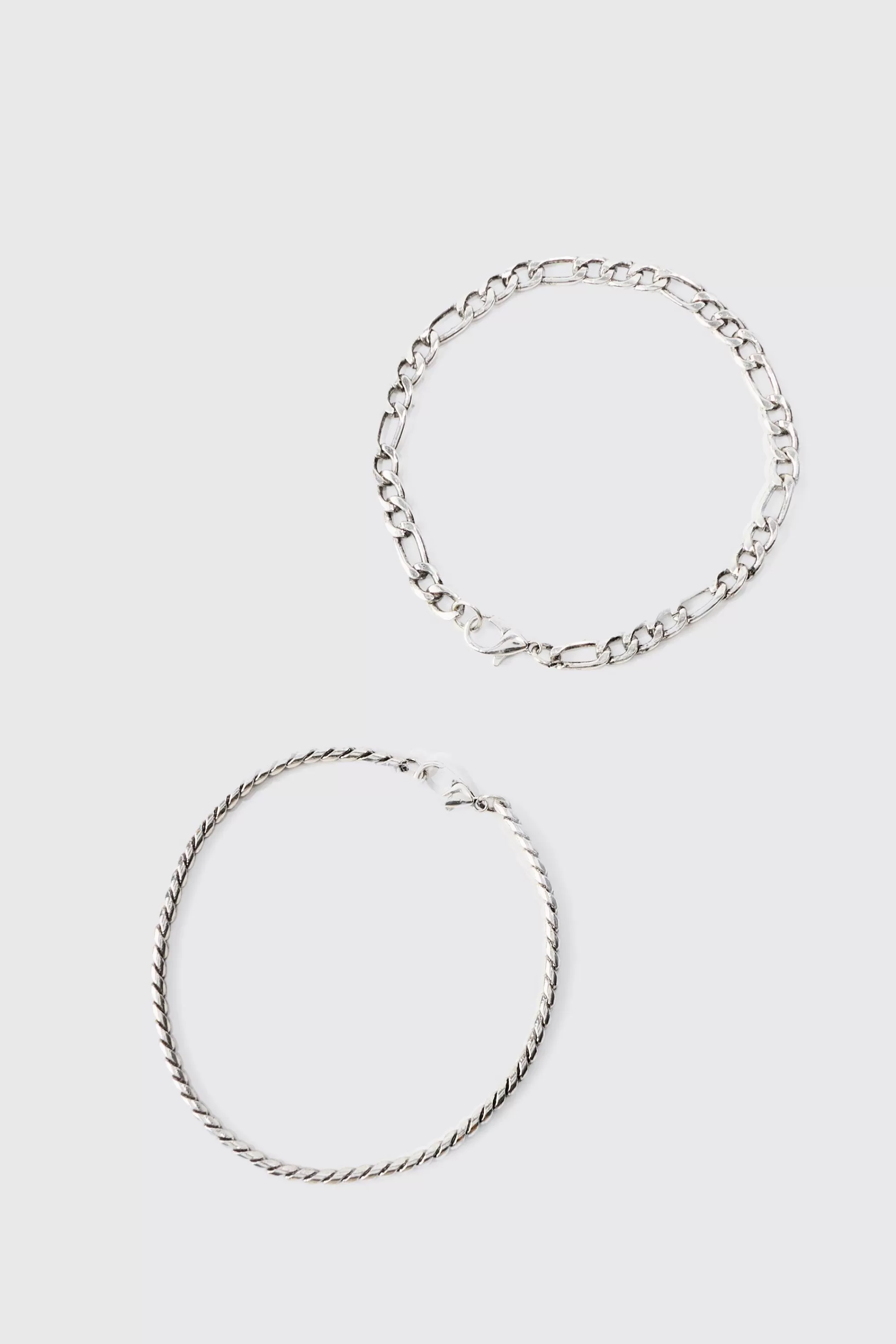 boohooMAN 2 Pack Chain Bracelets In | UK