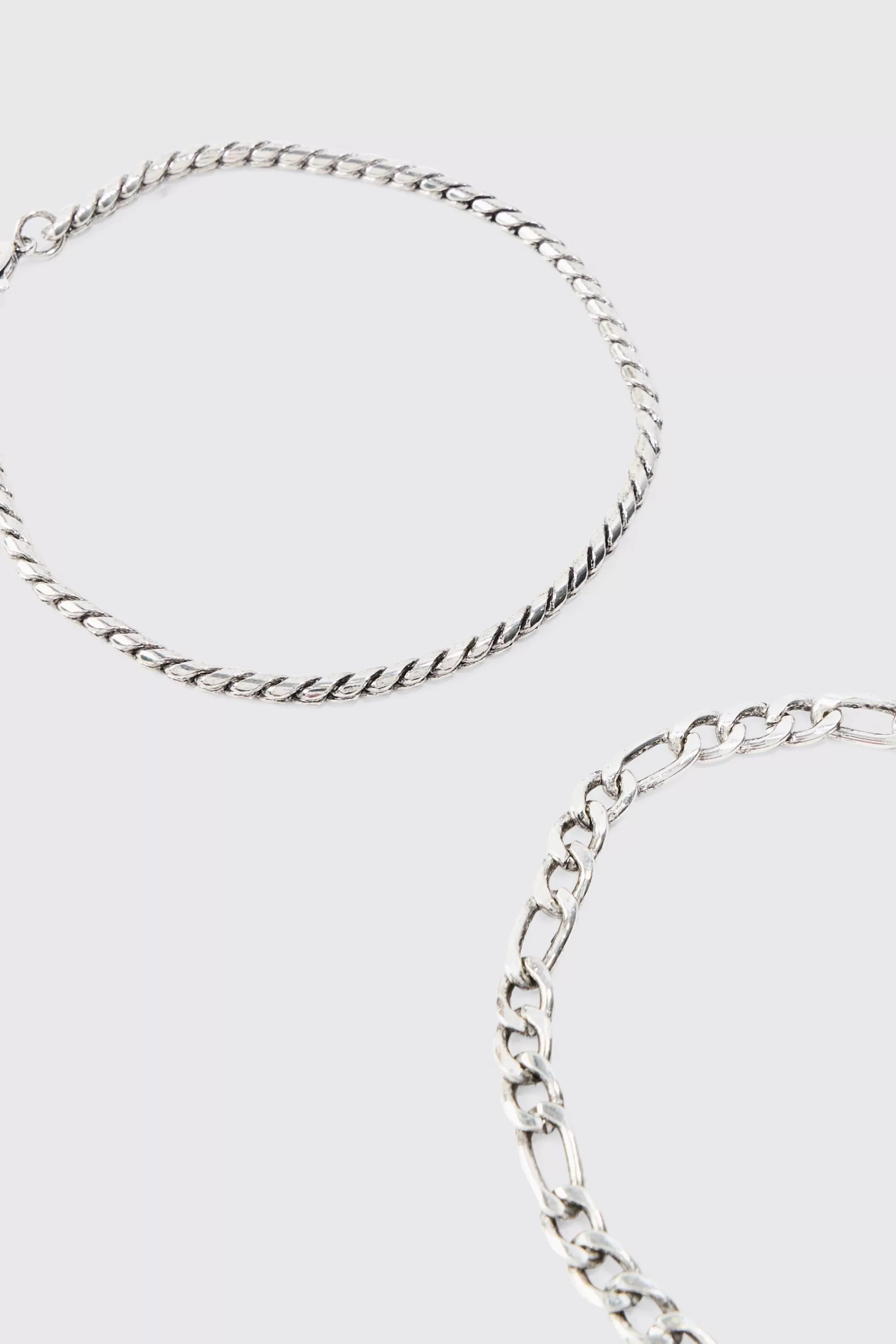 boohooMAN 2 Pack Chain Bracelets In | UK