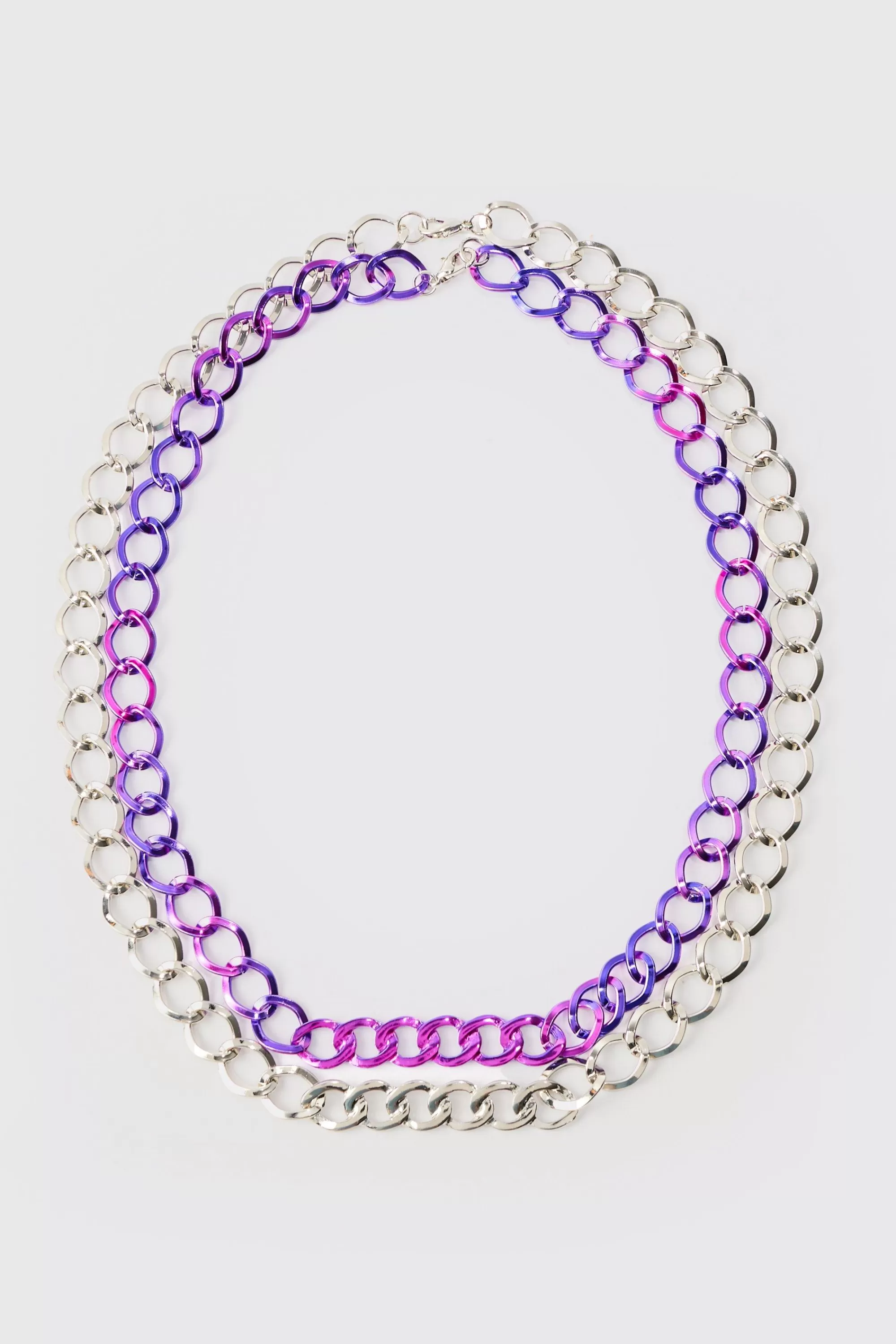 boohooMAN 2 Pack Chrome Chain Necklace In | UK
