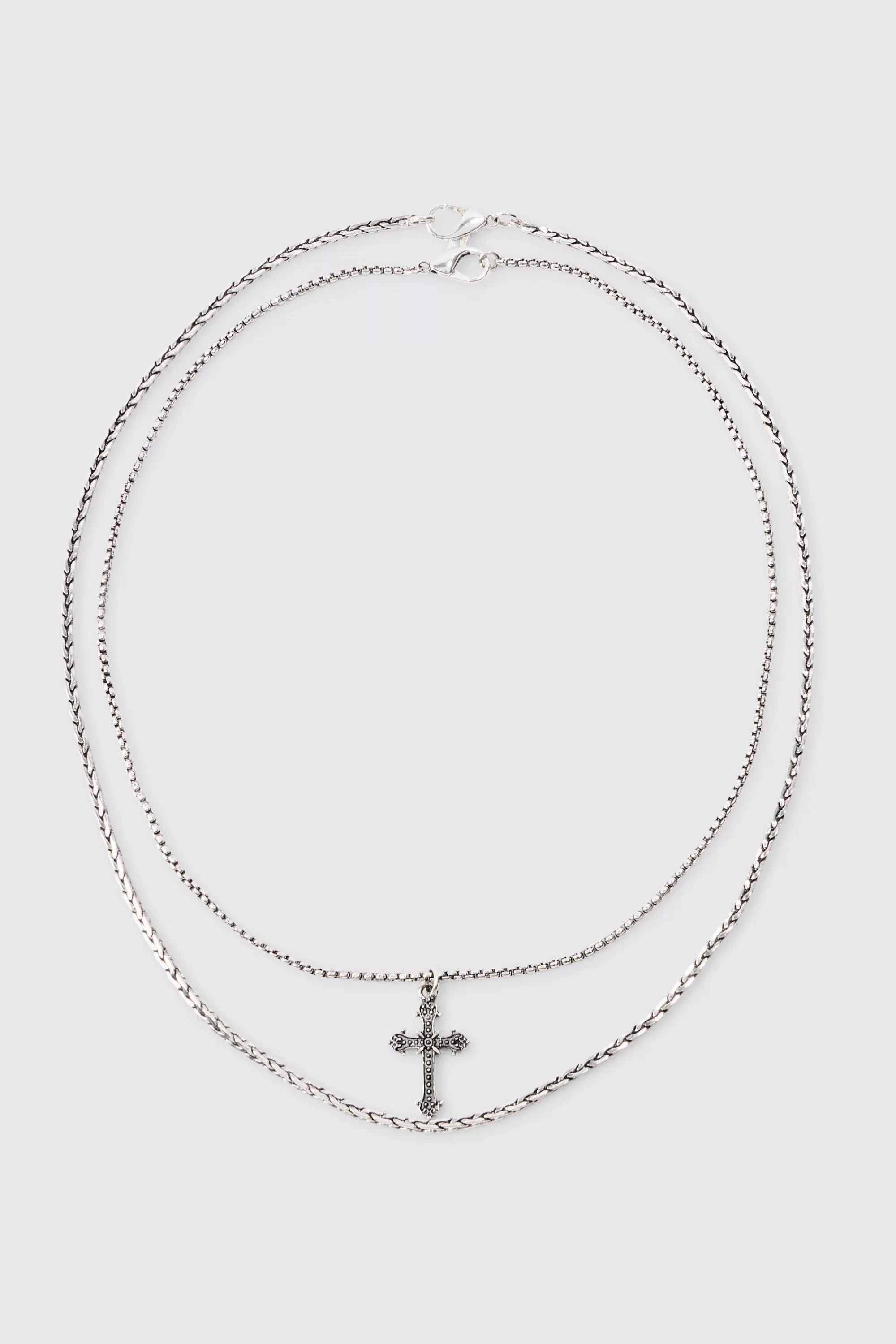 boohooMAN 2 Pack Cross Pendant Necklace In | UK