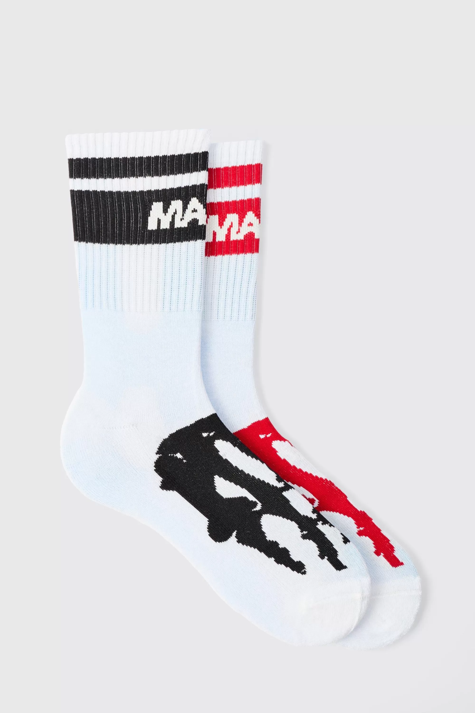 boohooMAN 2 Pack Major League Skeleton Sports Socks | UK