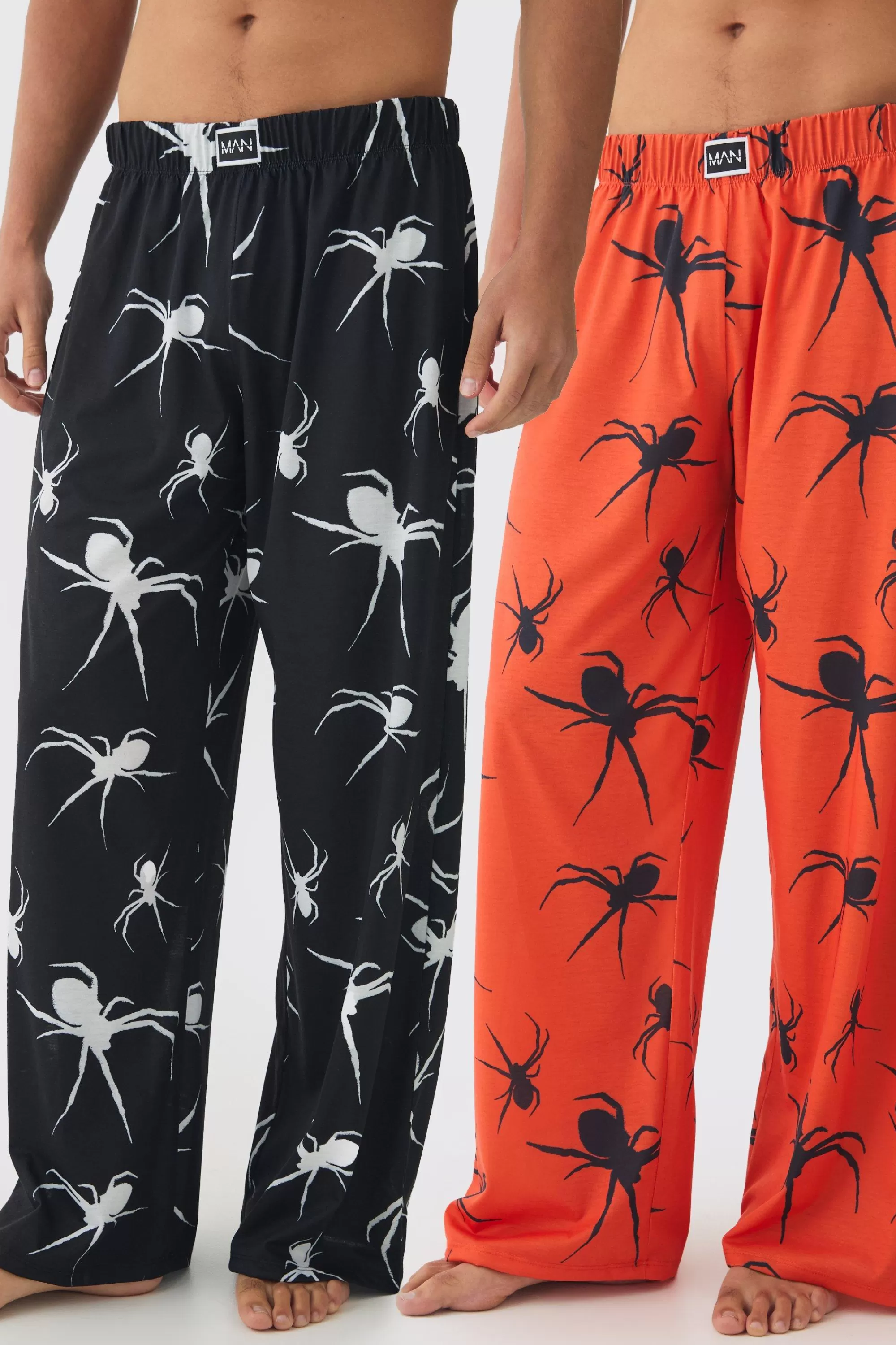 boohooMAN 2 Pack Man Spider Lounge Bottoms | UK
