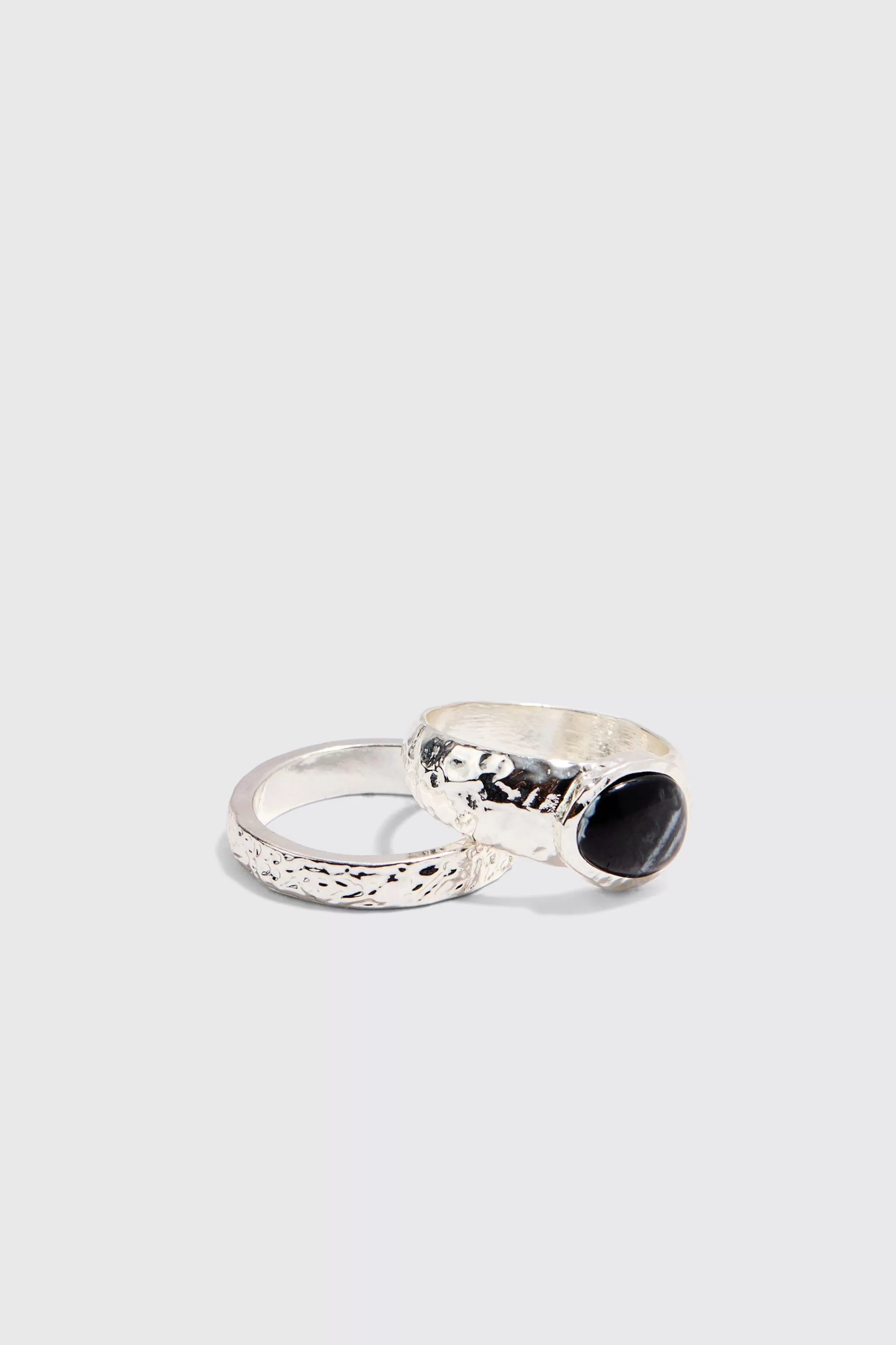 boohooMAN 2 Pack Marble Stone Rings In | UK