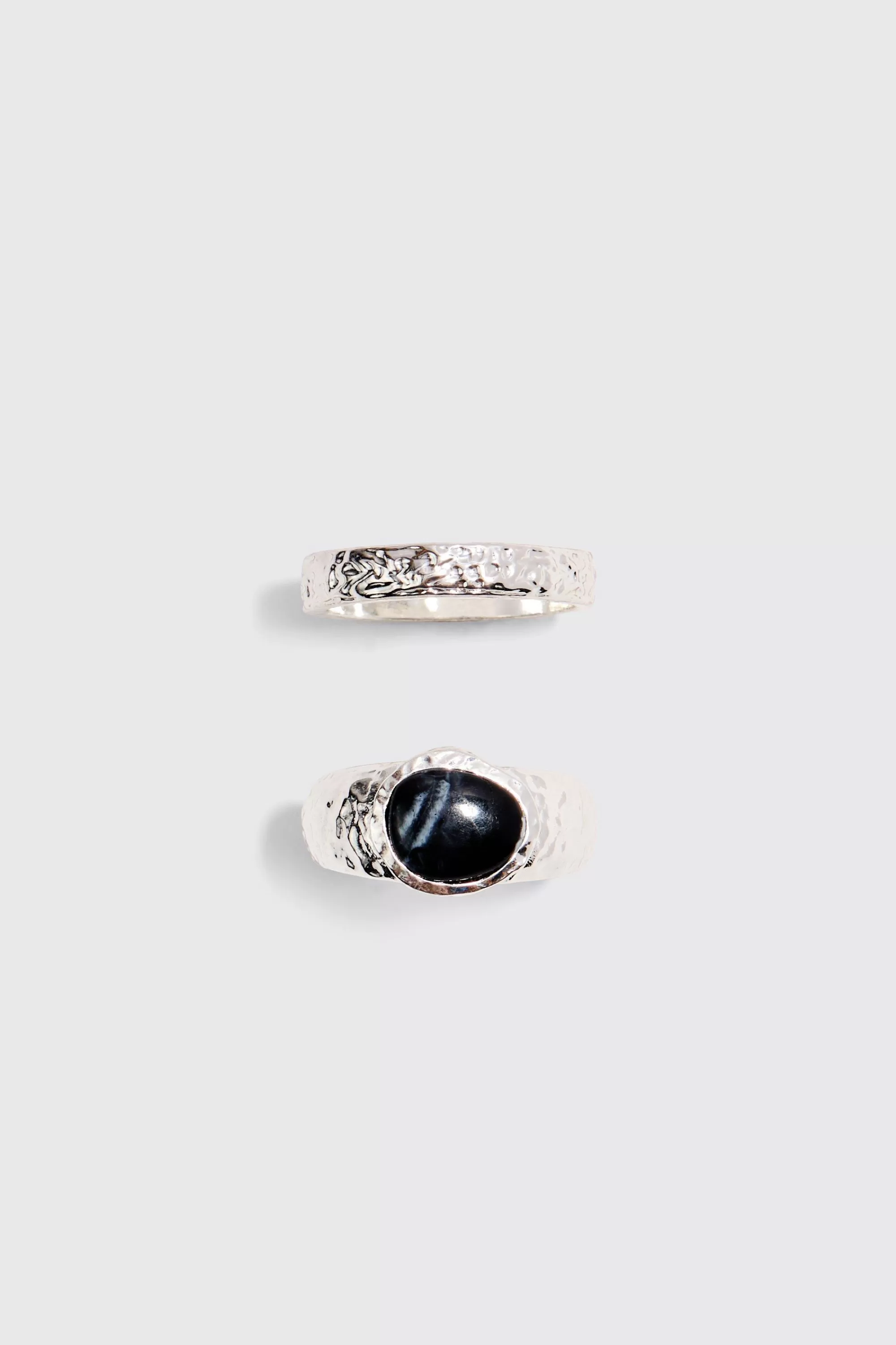 boohooMAN 2 Pack Marble Stone Rings In | UK