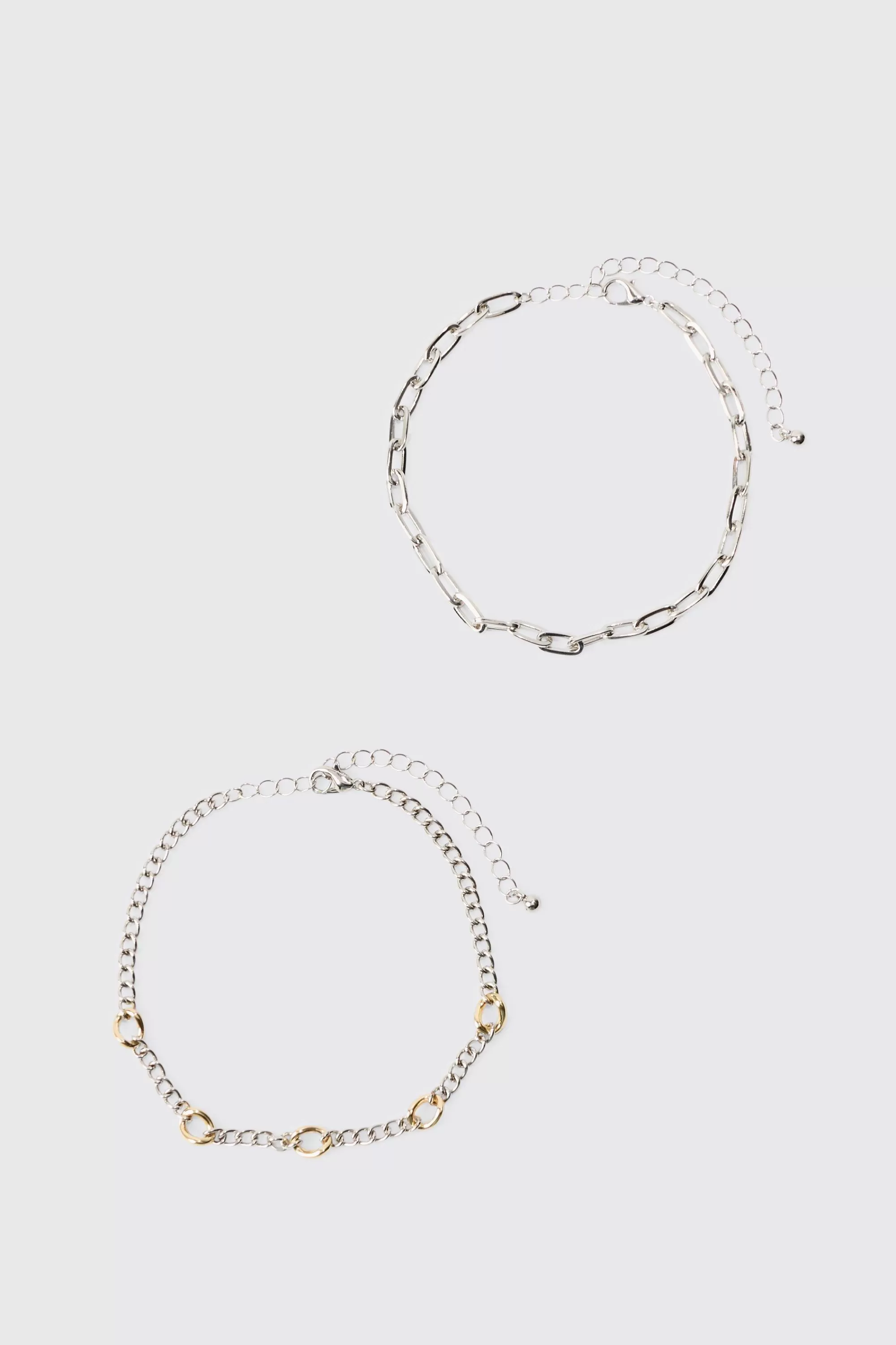 boohooMAN 2 Pack Mix Metal Bracelets | UK
