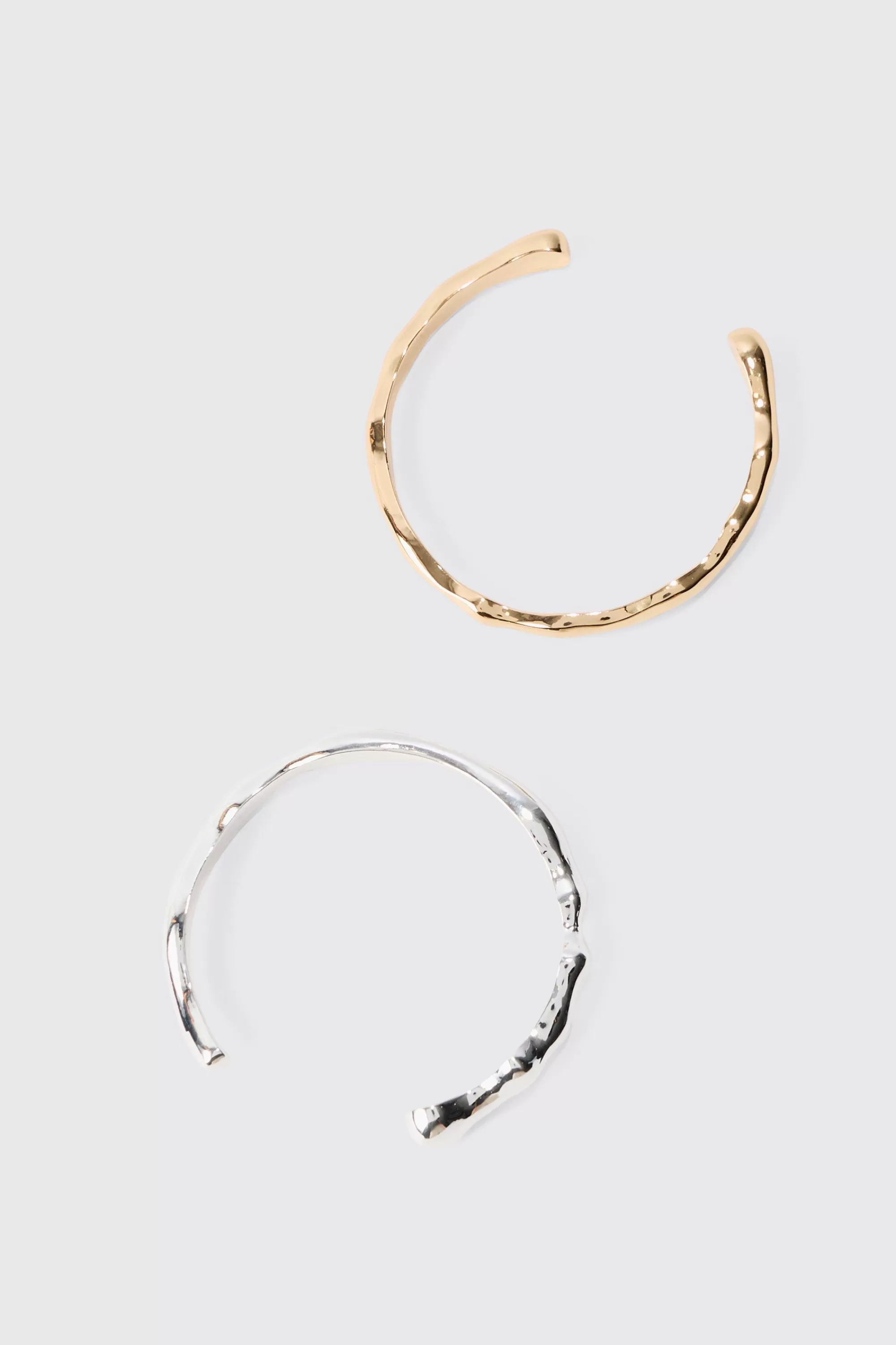 boohooMAN 2 Pack Mix Metal Bracelets | UK