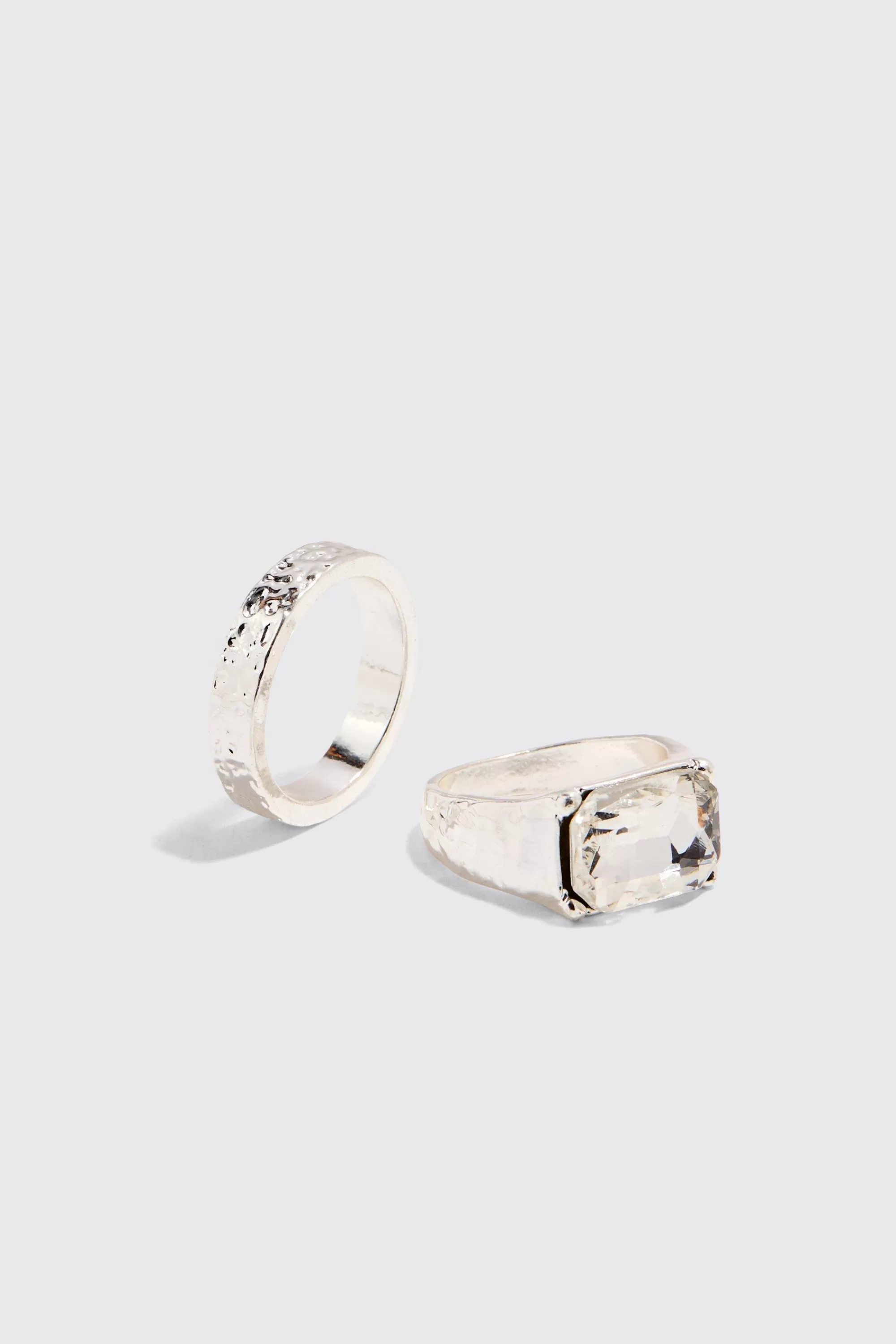 boohooMAN 2 Pack Mixed Stone Signet Rings In | UK