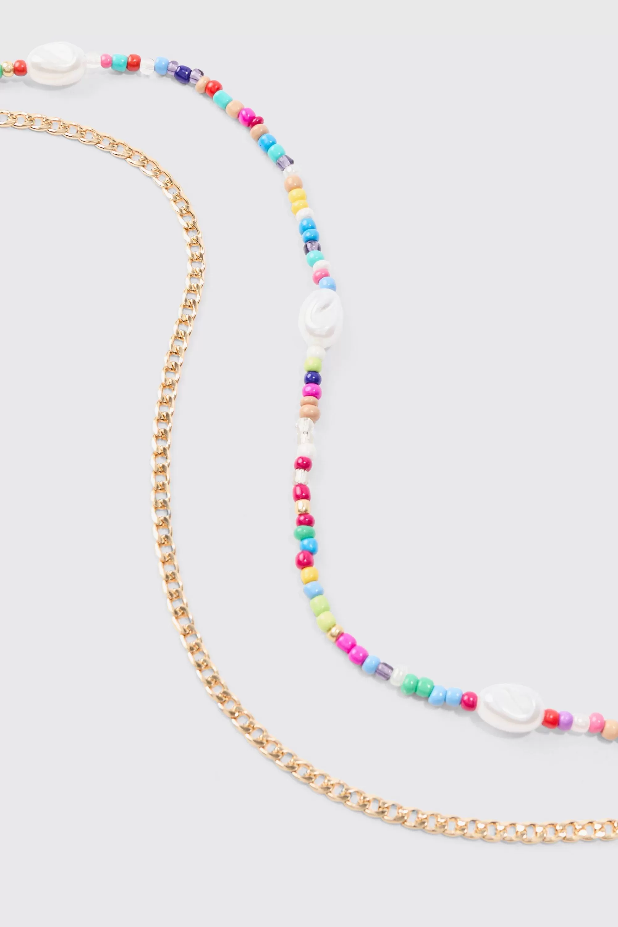 boohooMAN 2 Pack Multi Beaded Pearl Necklaces In | UK