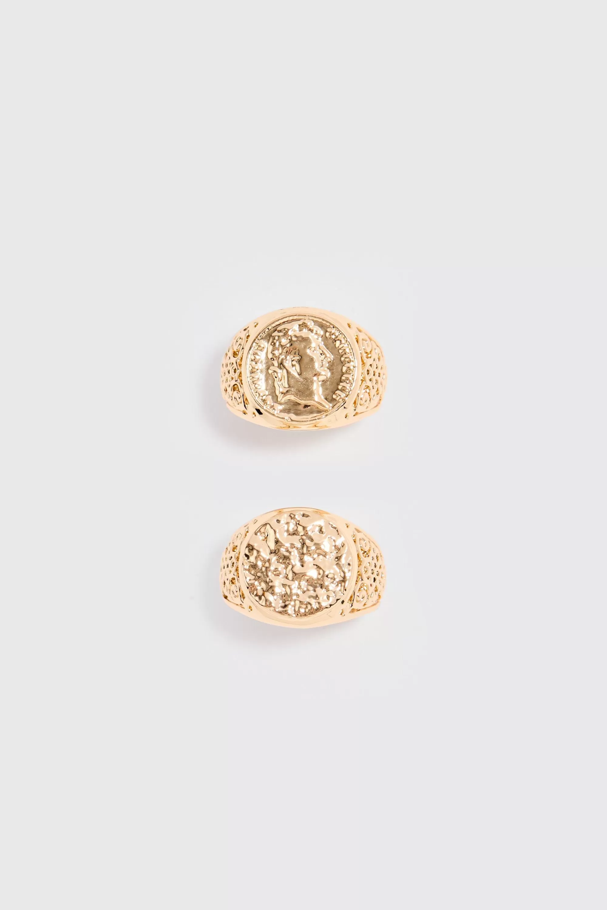 boohooMAN 2 Pack Signet Rings In | UK