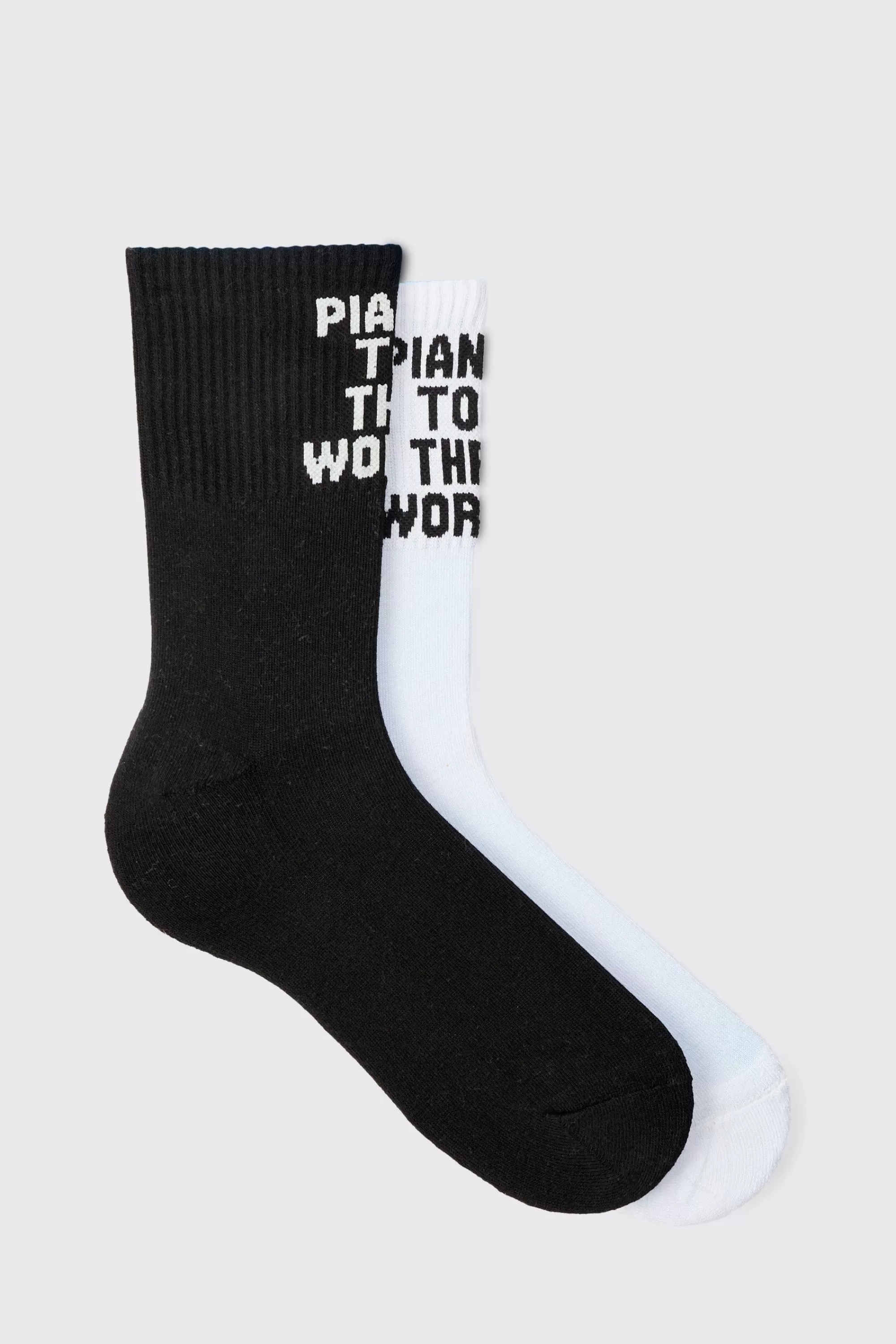 boohooMAN 2 Pack Slogan Sports Socks | UK