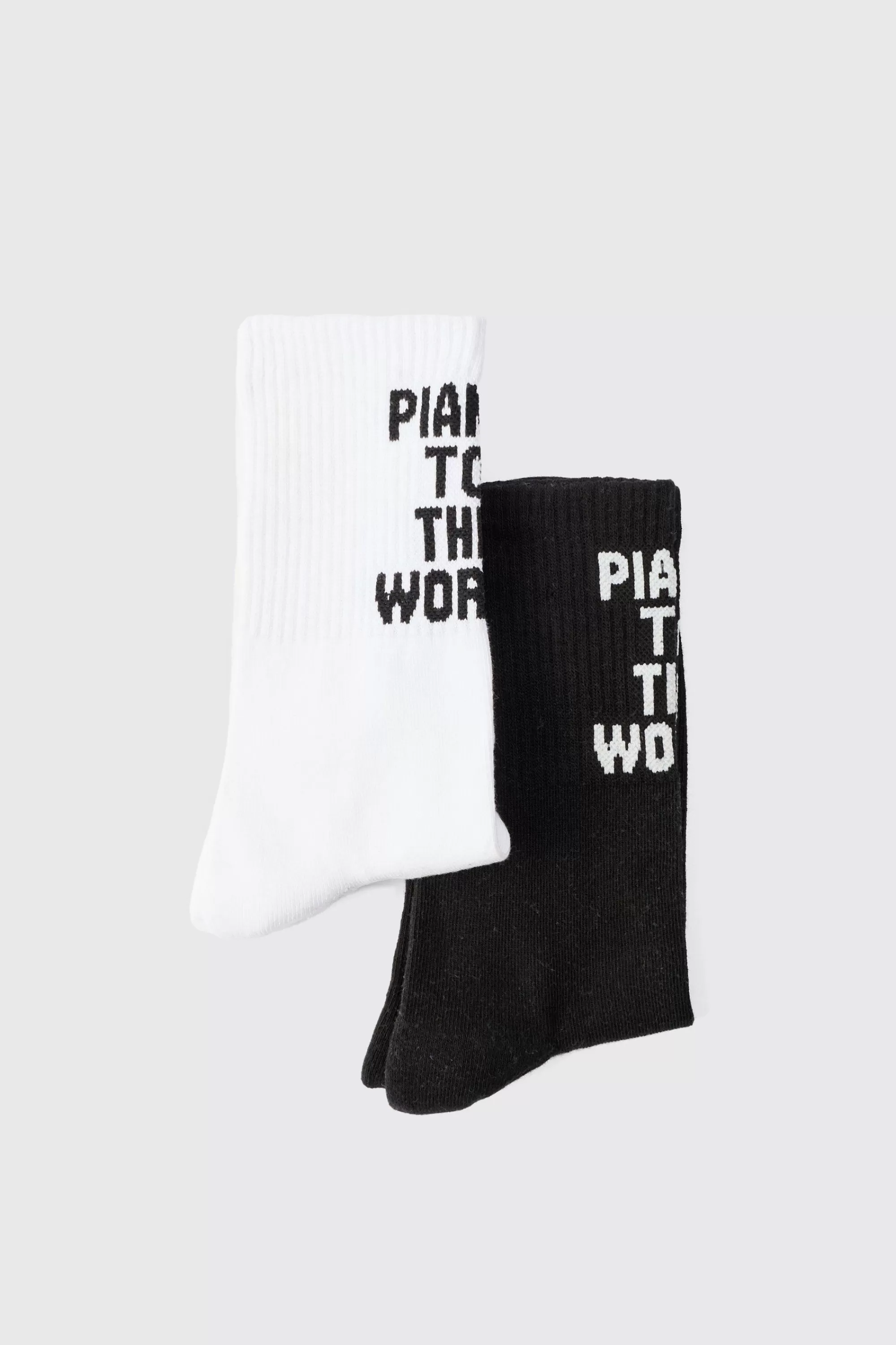 boohooMAN 2 Pack Slogan Sports Socks | UK