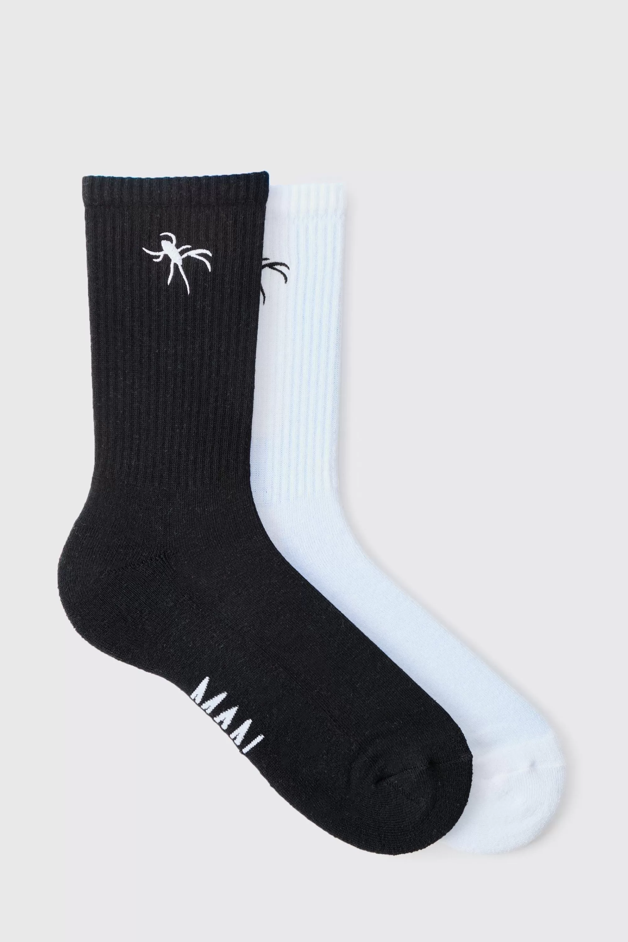 boohooMAN 2 Pack Spider Embroidered Socks | UK