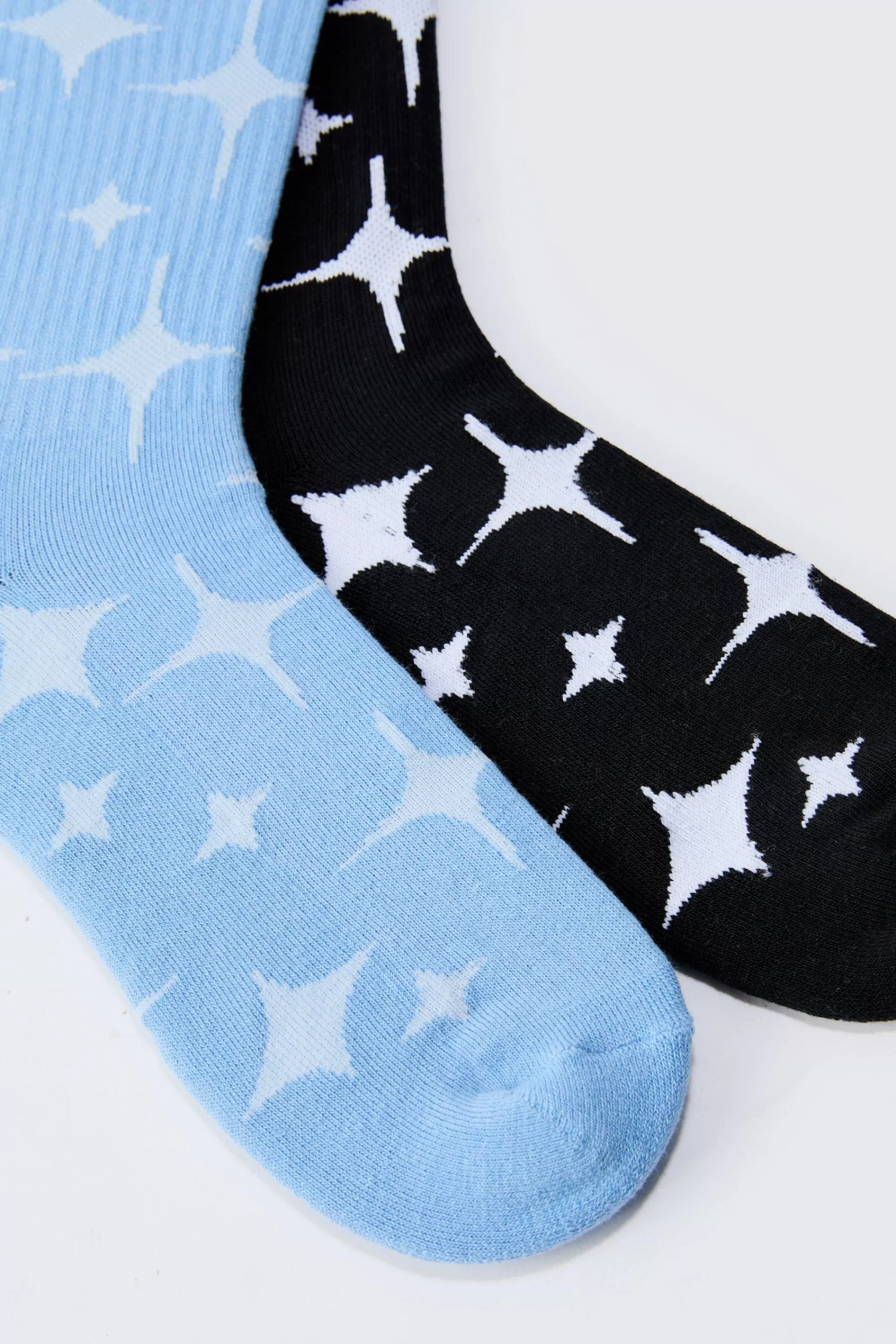 boohooMAN 2 Pack Star Graphic Ribbed Socks | UK