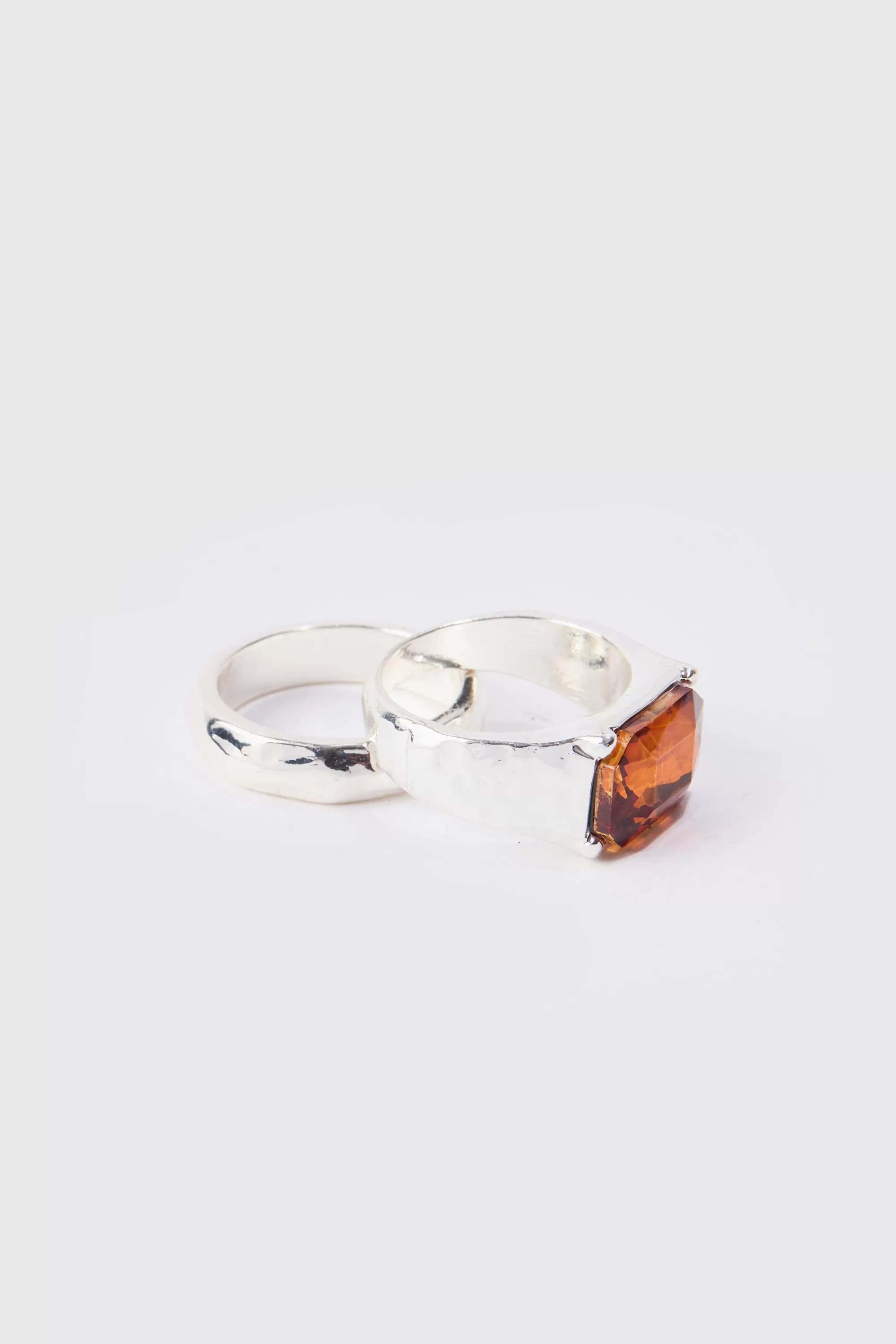 boohooMAN 2 Pack Stone Rings In | UK