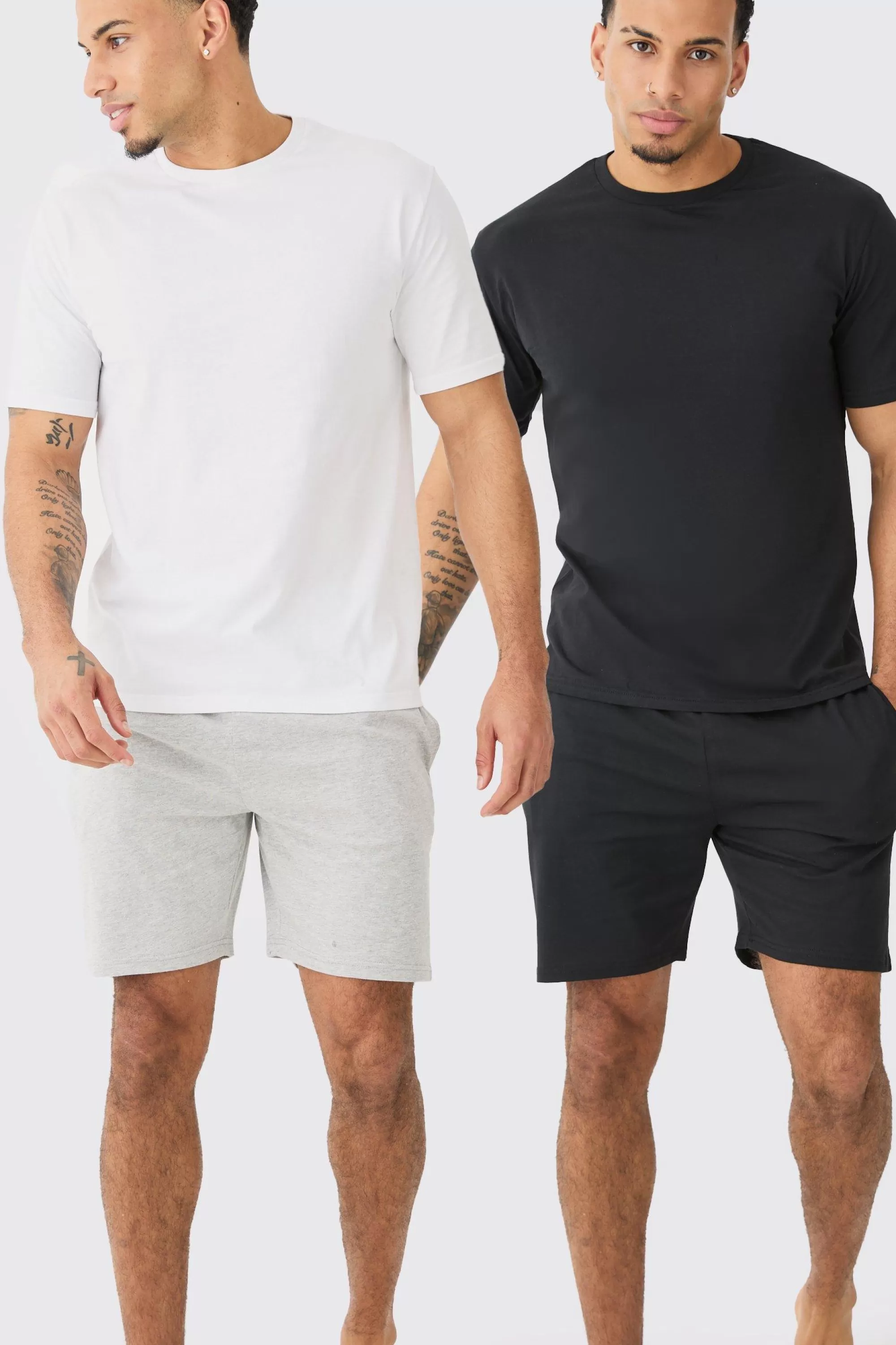 boohooMAN 2 Pack T-shirt & Short Lounge Set | UK
