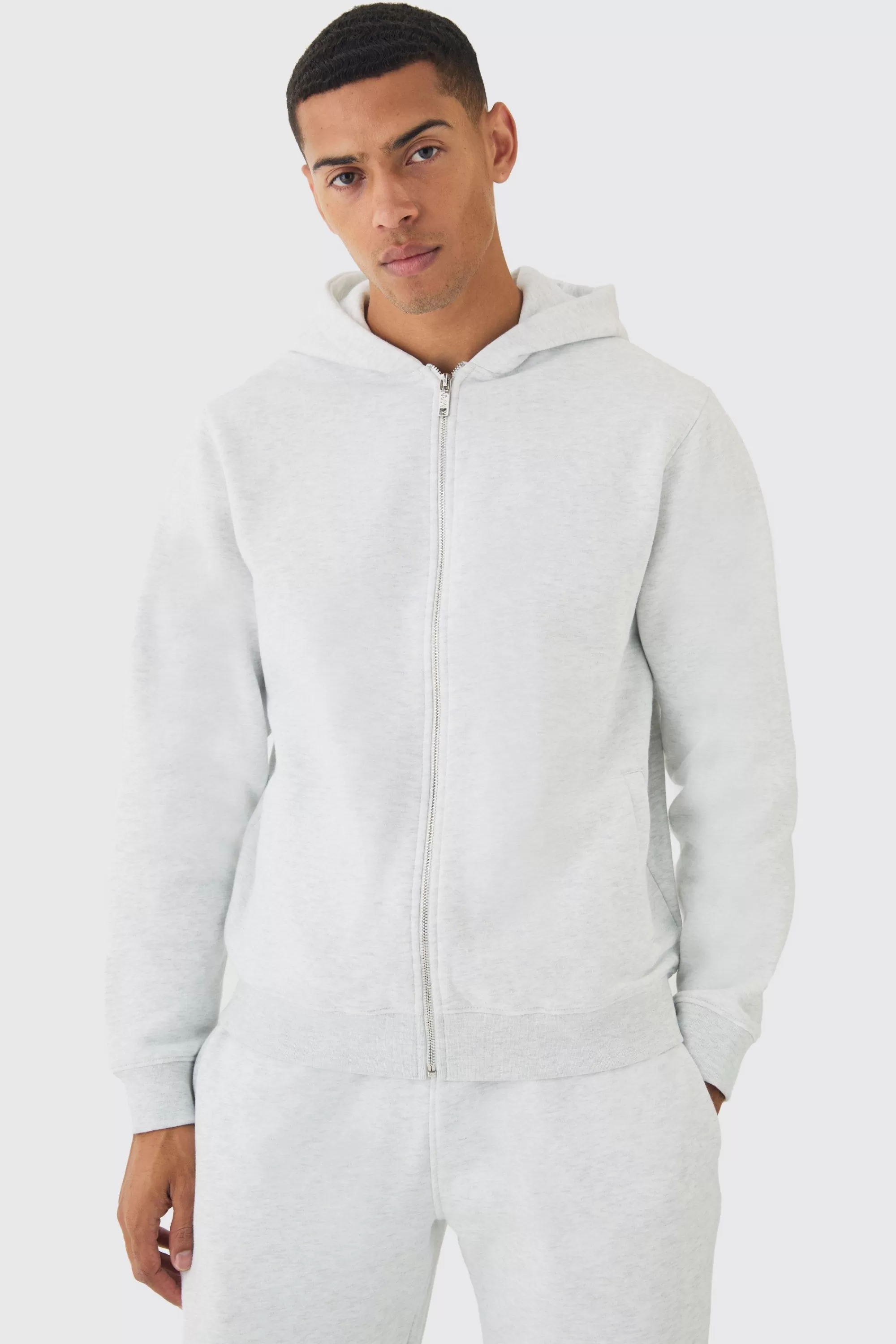 boohooMAN 330GSM Basic Zip Through Hoodie | UK