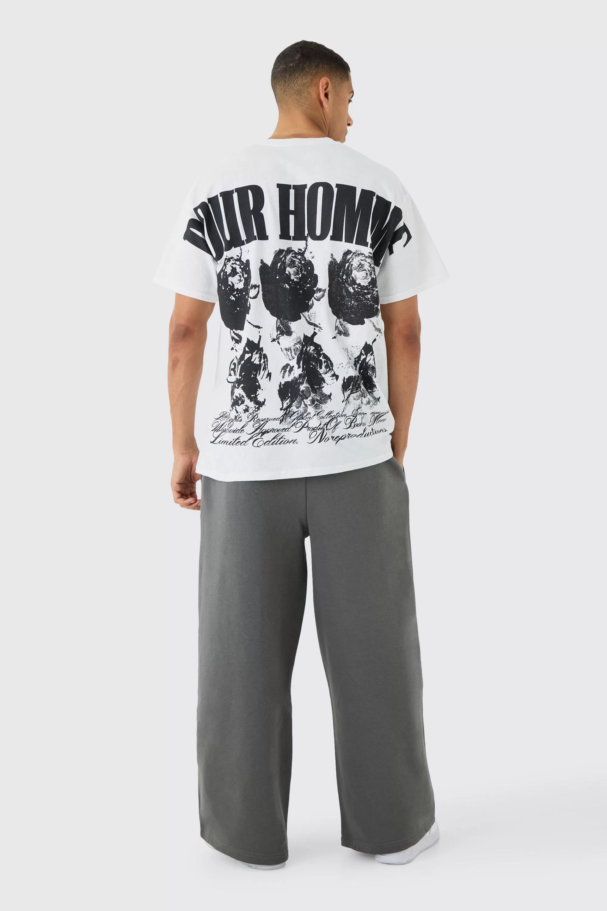 boohooMAN 330GSM Extreme Wide Leg Basic Jogger | UK