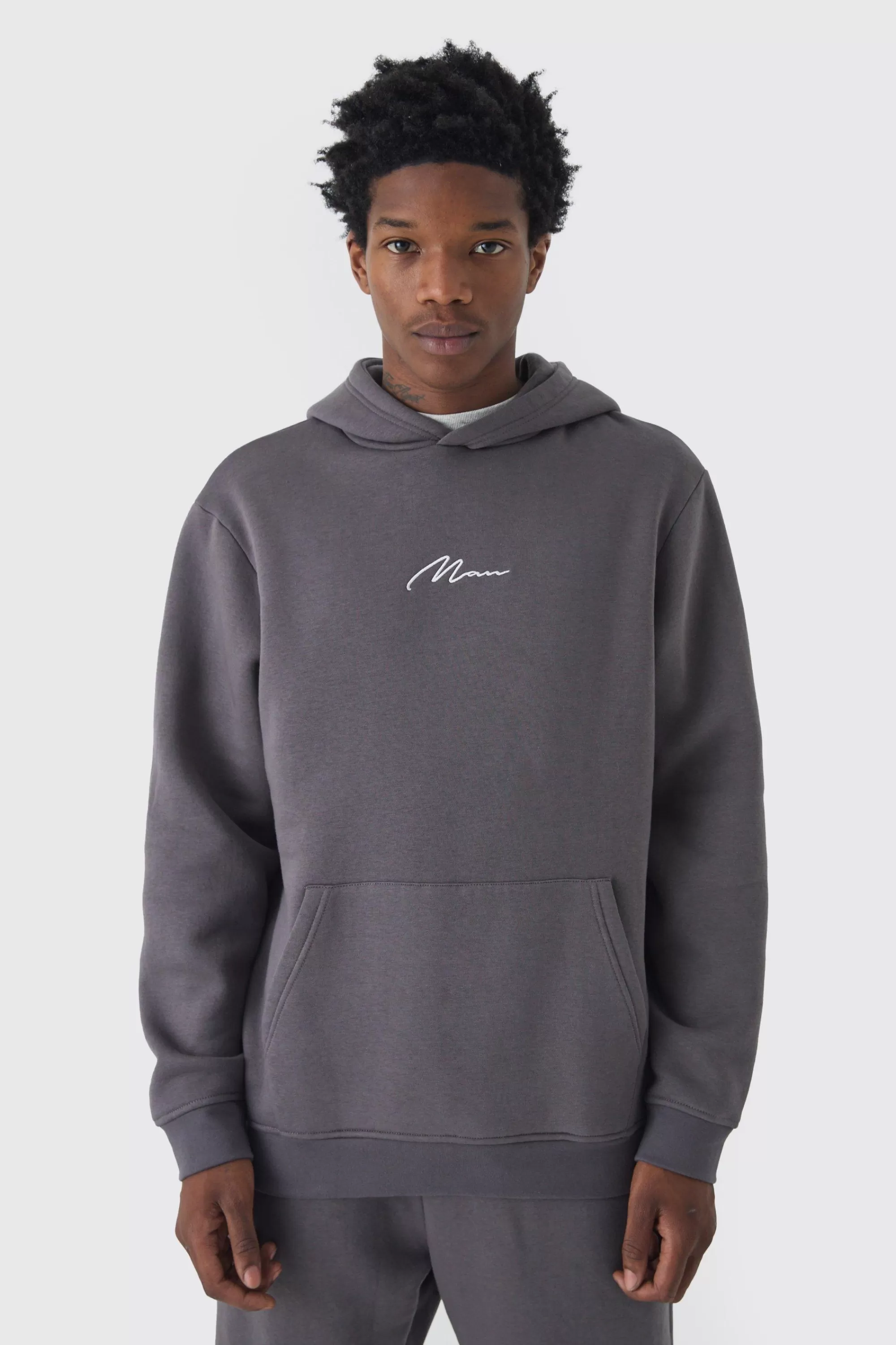 boohooMAN 330GSM Man Signature Over The Head Hoodie | UK
