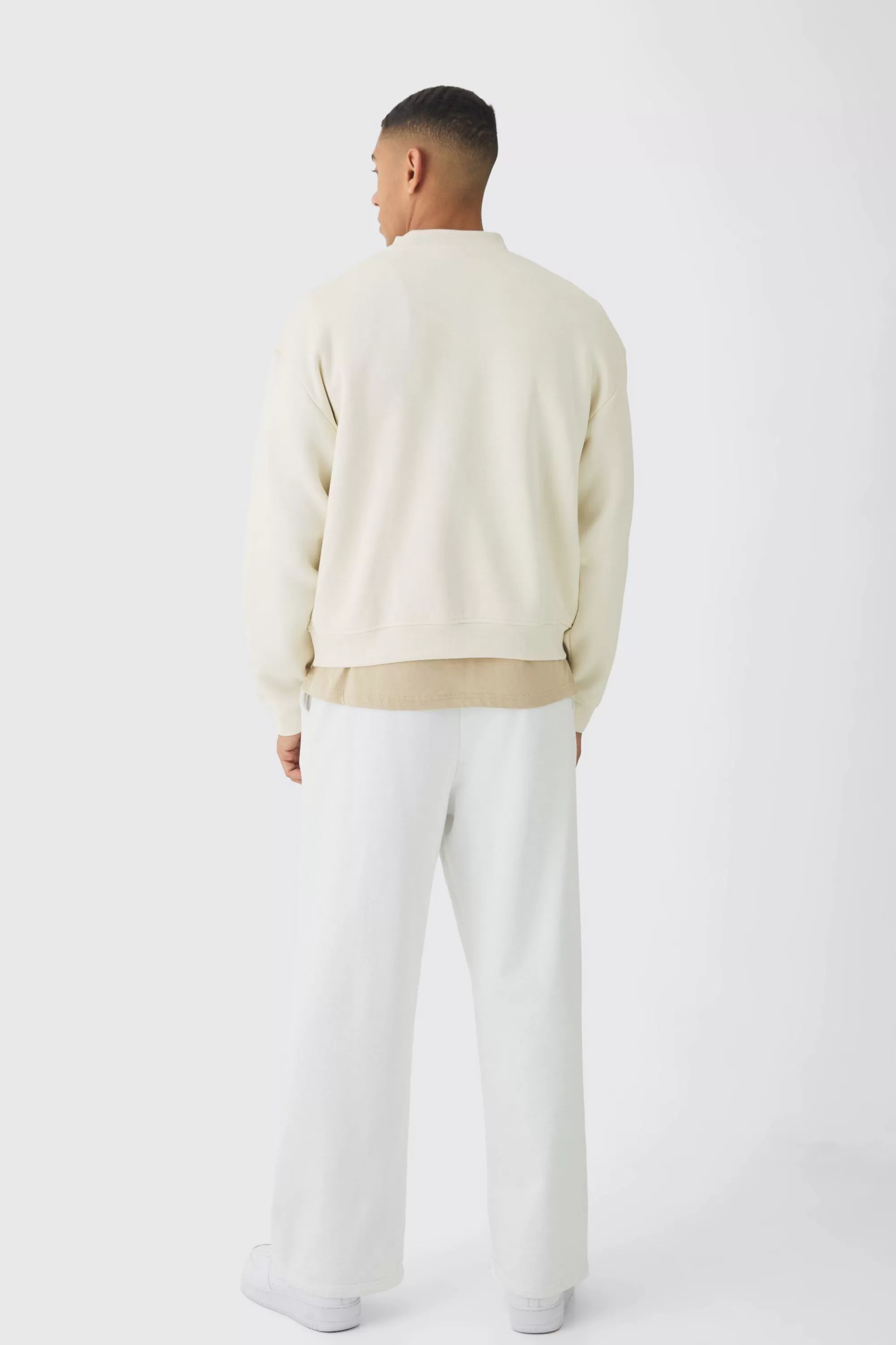 boohooMAN 330GSM Oversized Basic Boxy Extended Neck Sweatshirt | UK