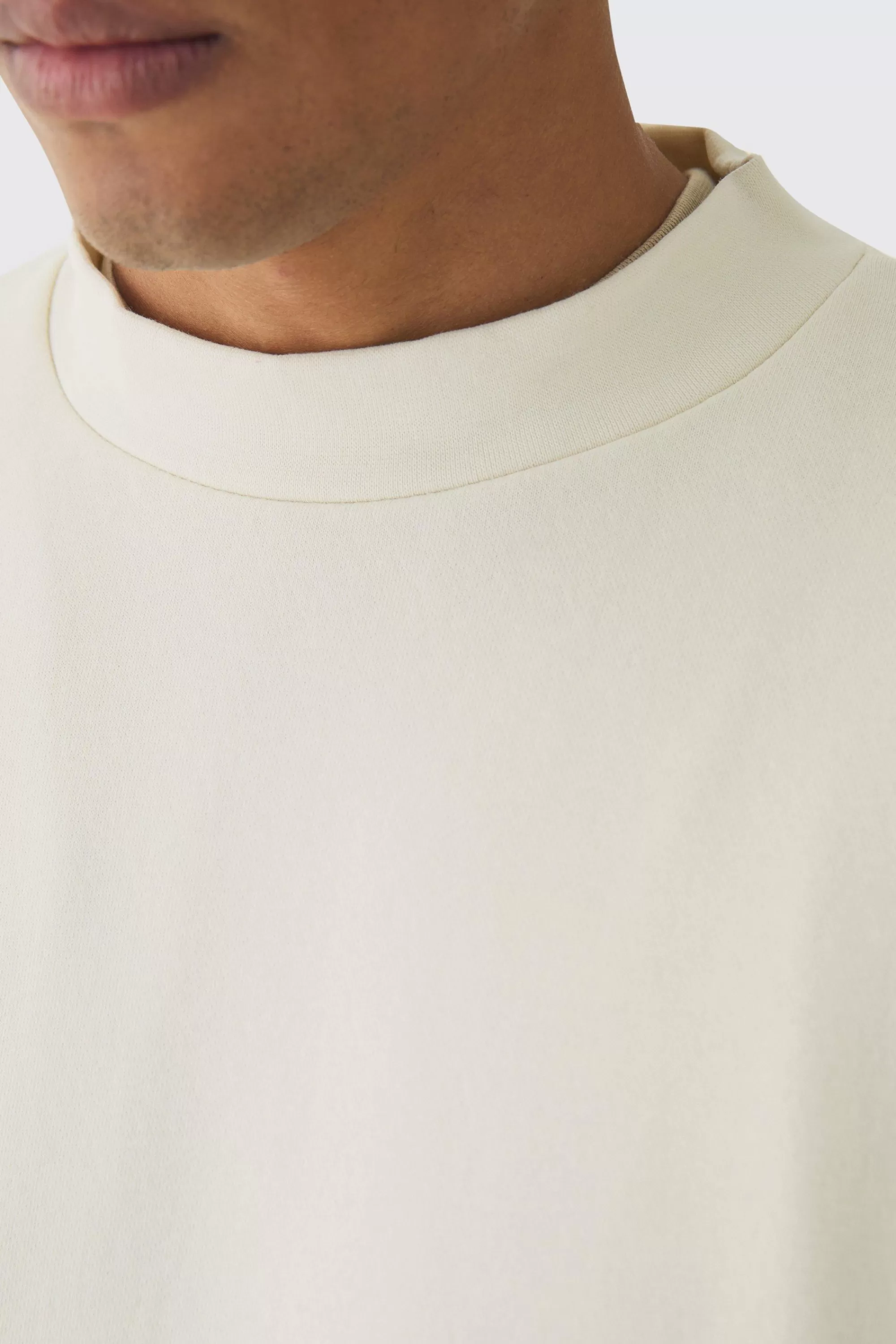 boohooMAN 330GSM Oversized Basic Boxy Extended Neck Sweatshirt | UK