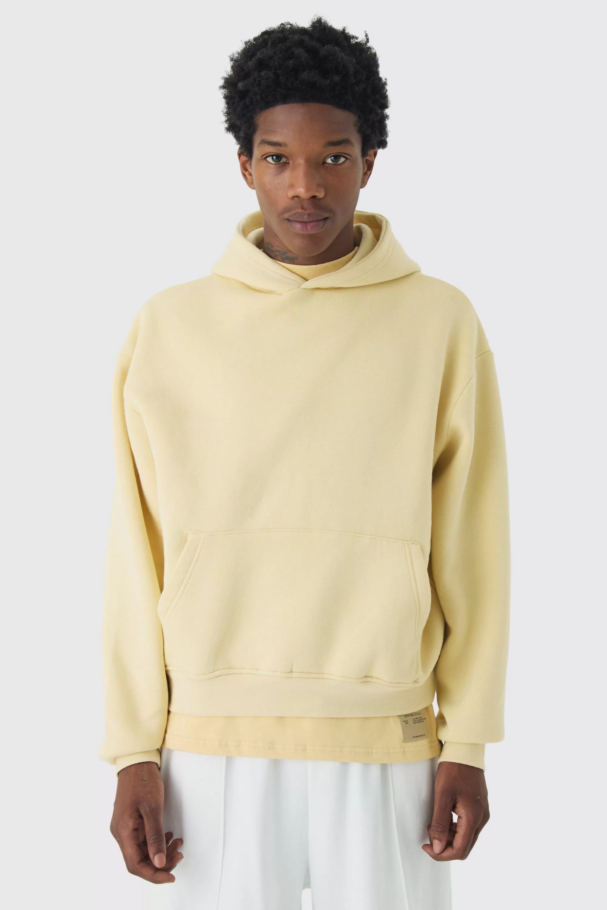 boohooMAN 330GSM Oversized Boxy Basic Hoodie | UK