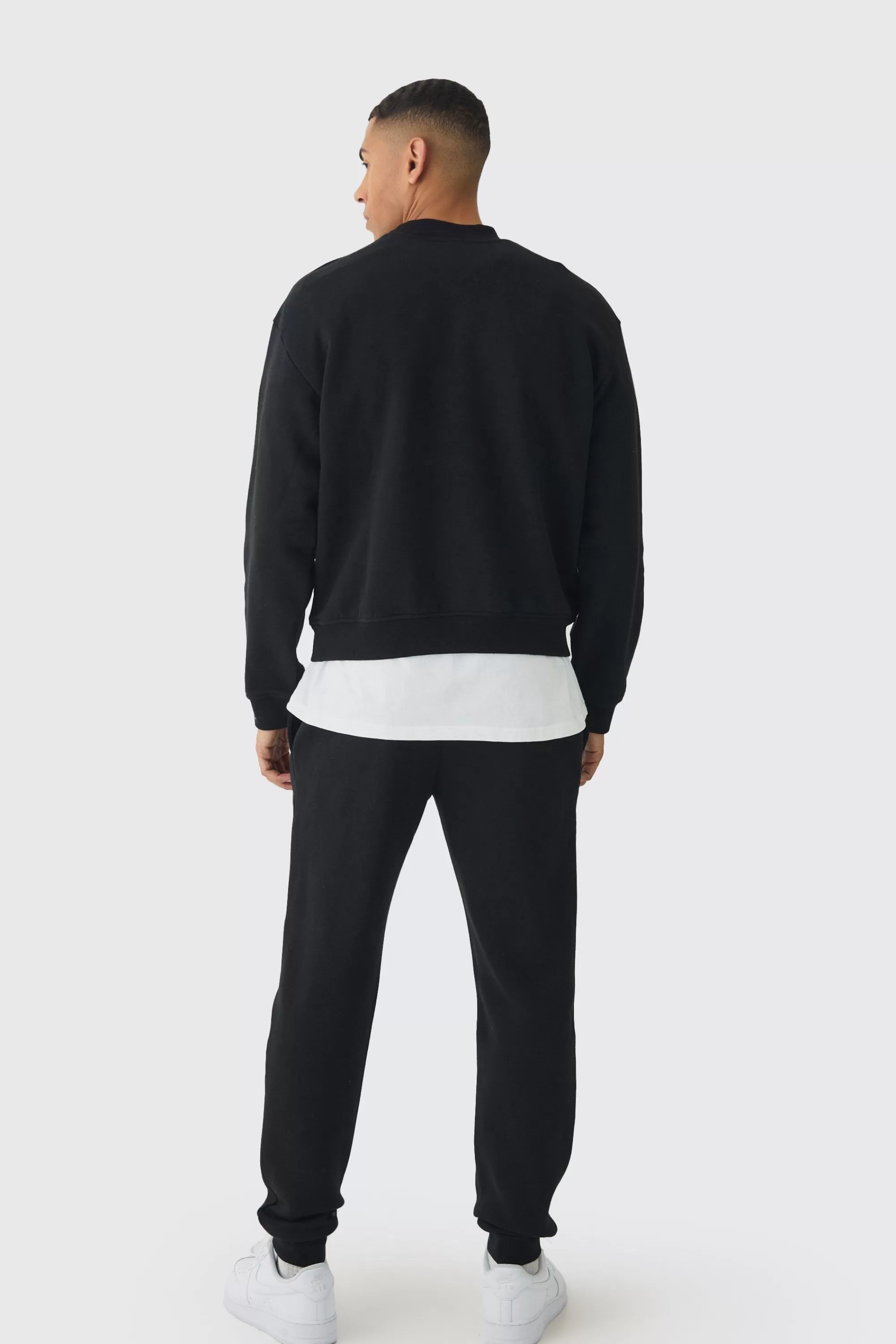 boohooMAN 330GSM Oversized Boxy Extended Neck Limited High Build Print Sweatshirt | UK