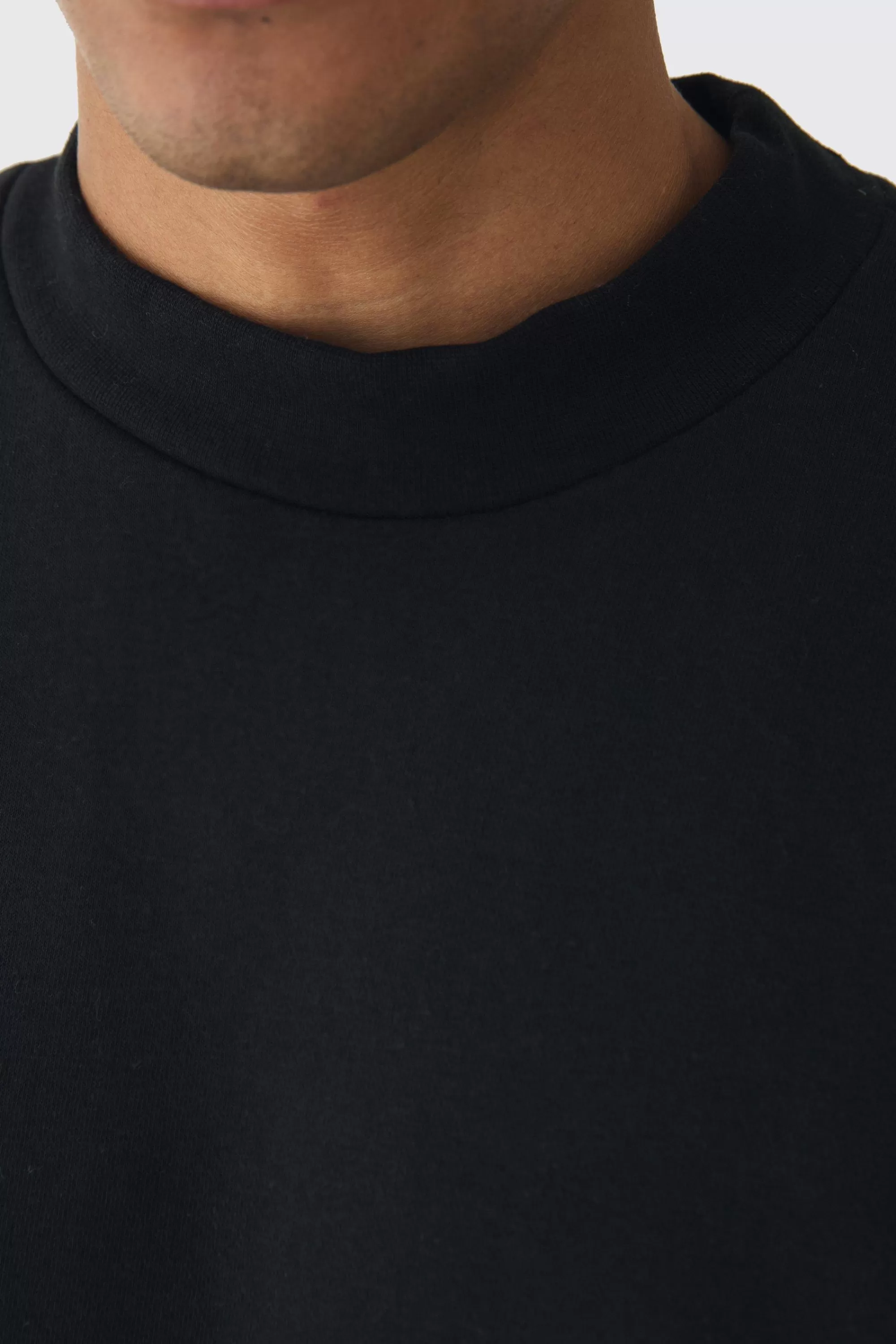 boohooMAN 330GSM Oversized Boxy Extended Neck Limited High Build Print Sweatshirt | UK