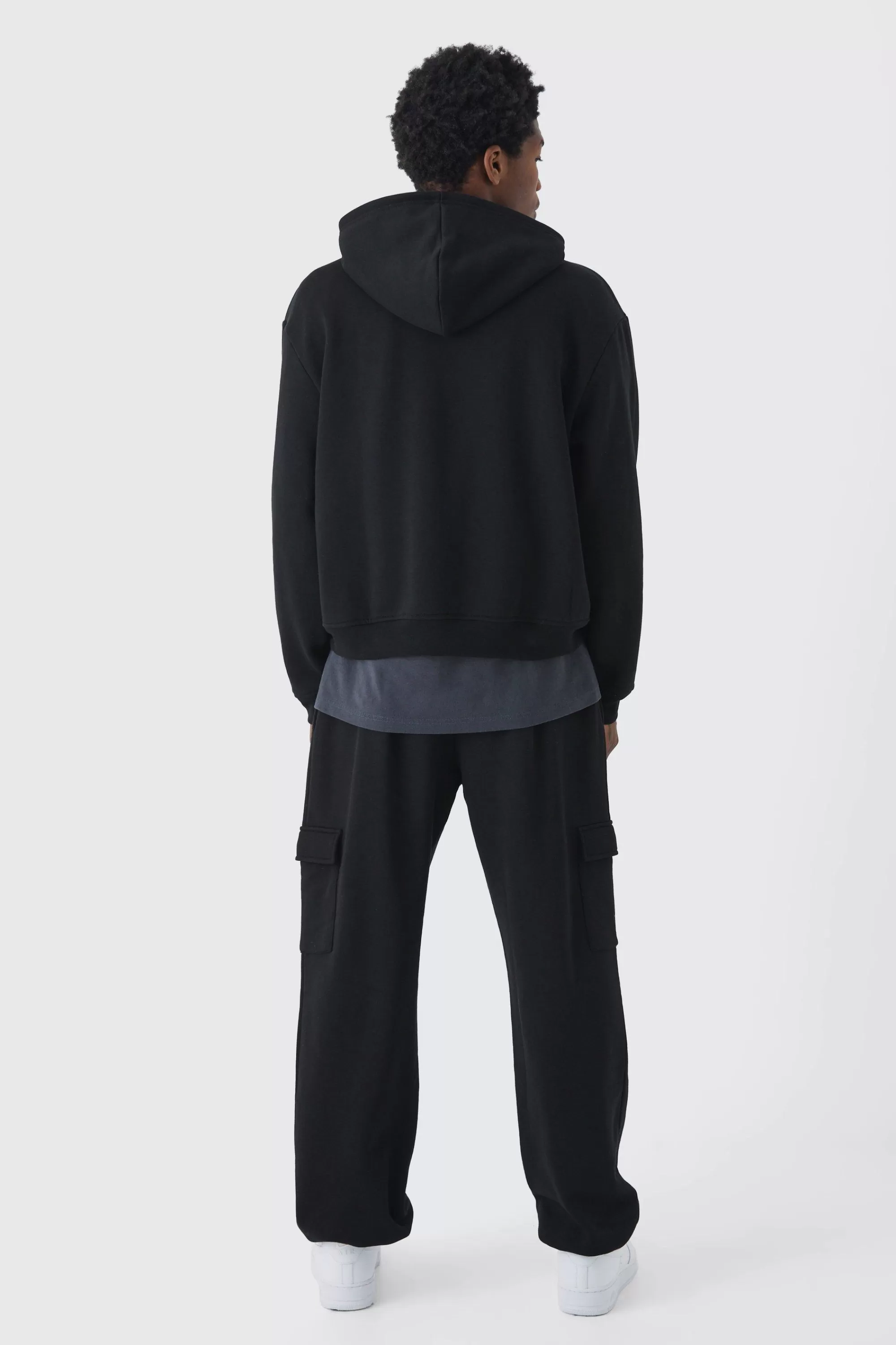 boohooMAN 330GSM Oversized Boxy M Flocked Hoodie | UK