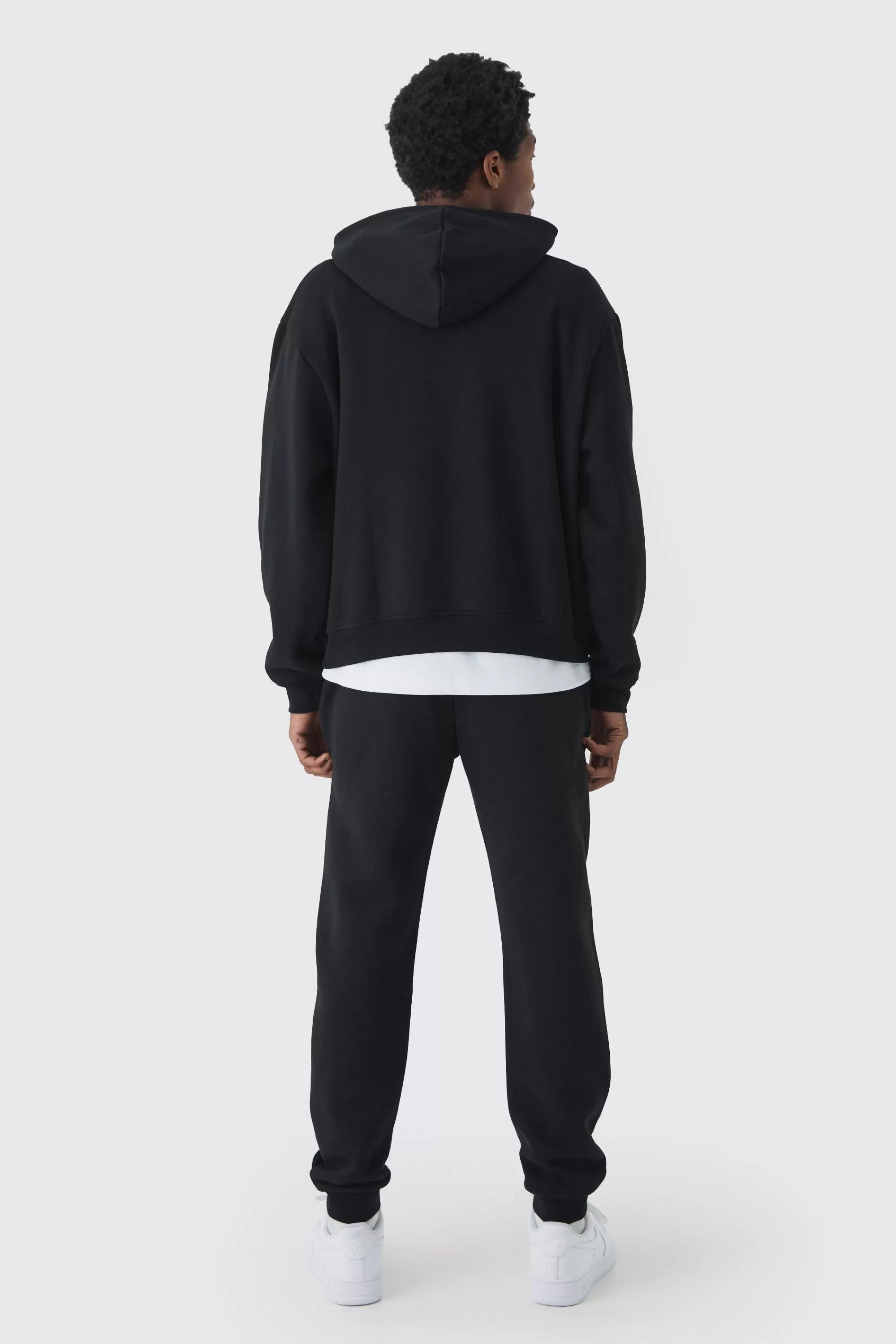 boohooMAN 330GSM Oversized Boxy Over The Head Hoodie With Woven Branding | UK