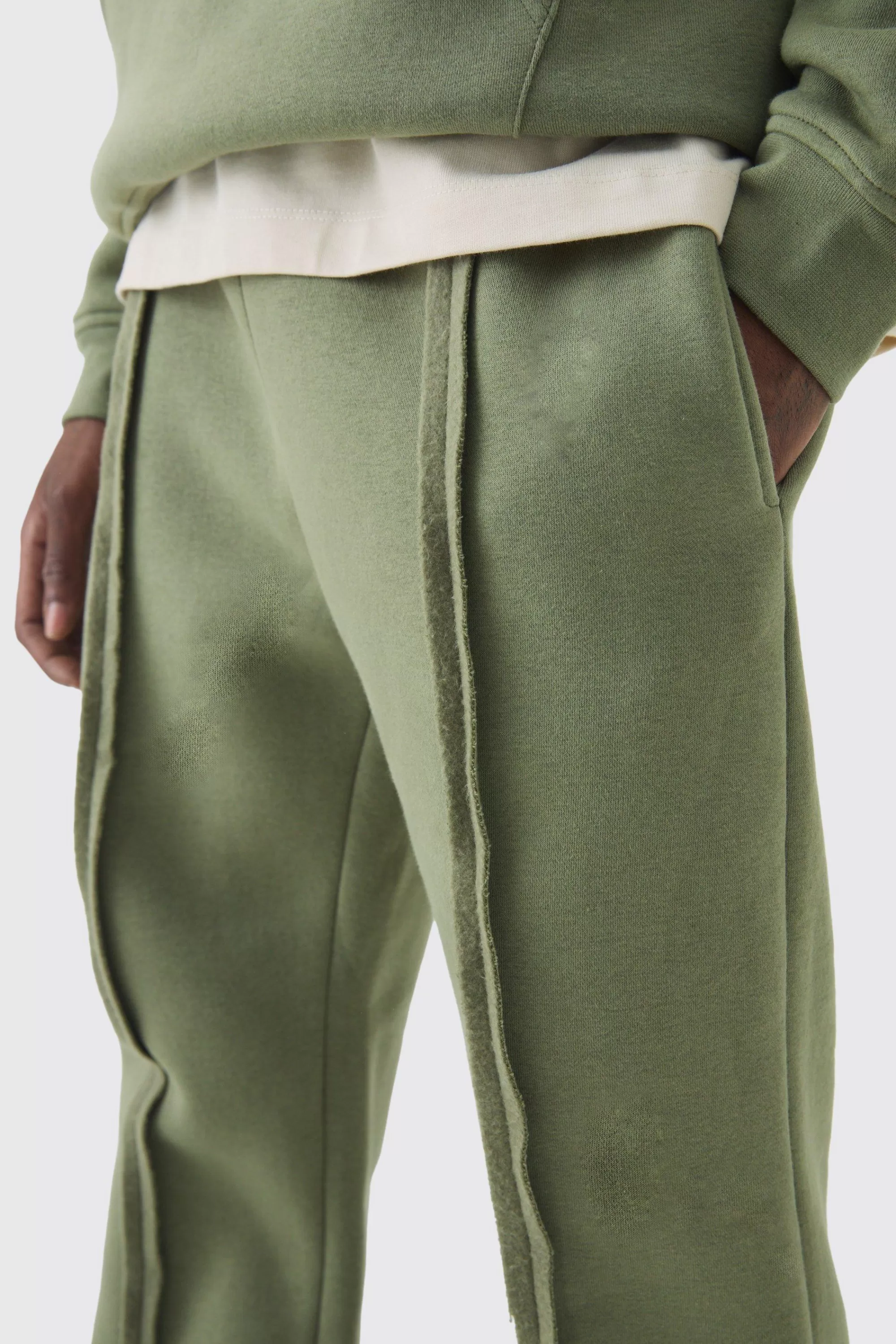 boohooMAN 330GSM Regular Fit Split Hem Raw Edge Jogger | UK