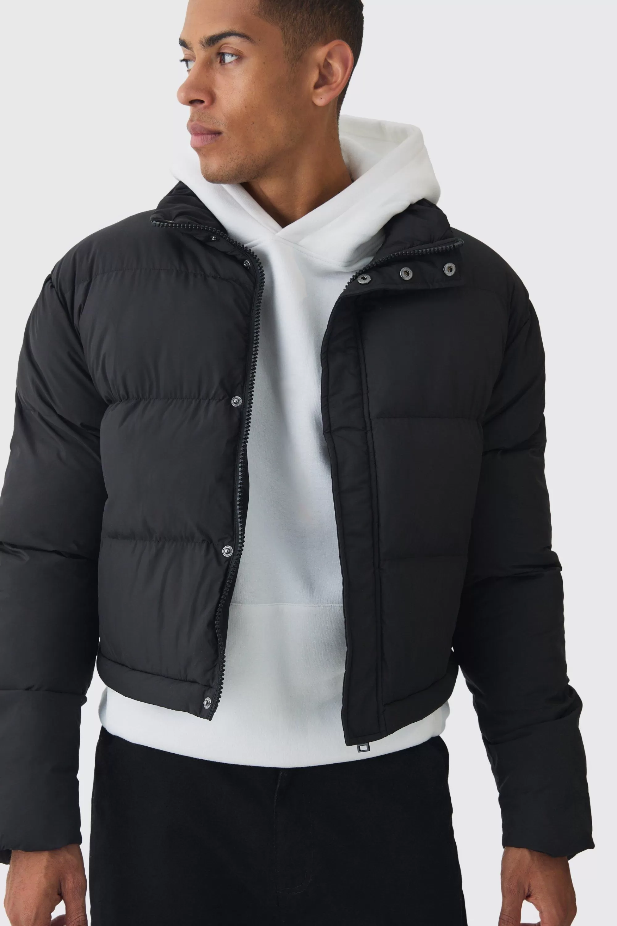 boohooMAN 3 In 1 Longline Puffer With Detachable Bag In | UK
