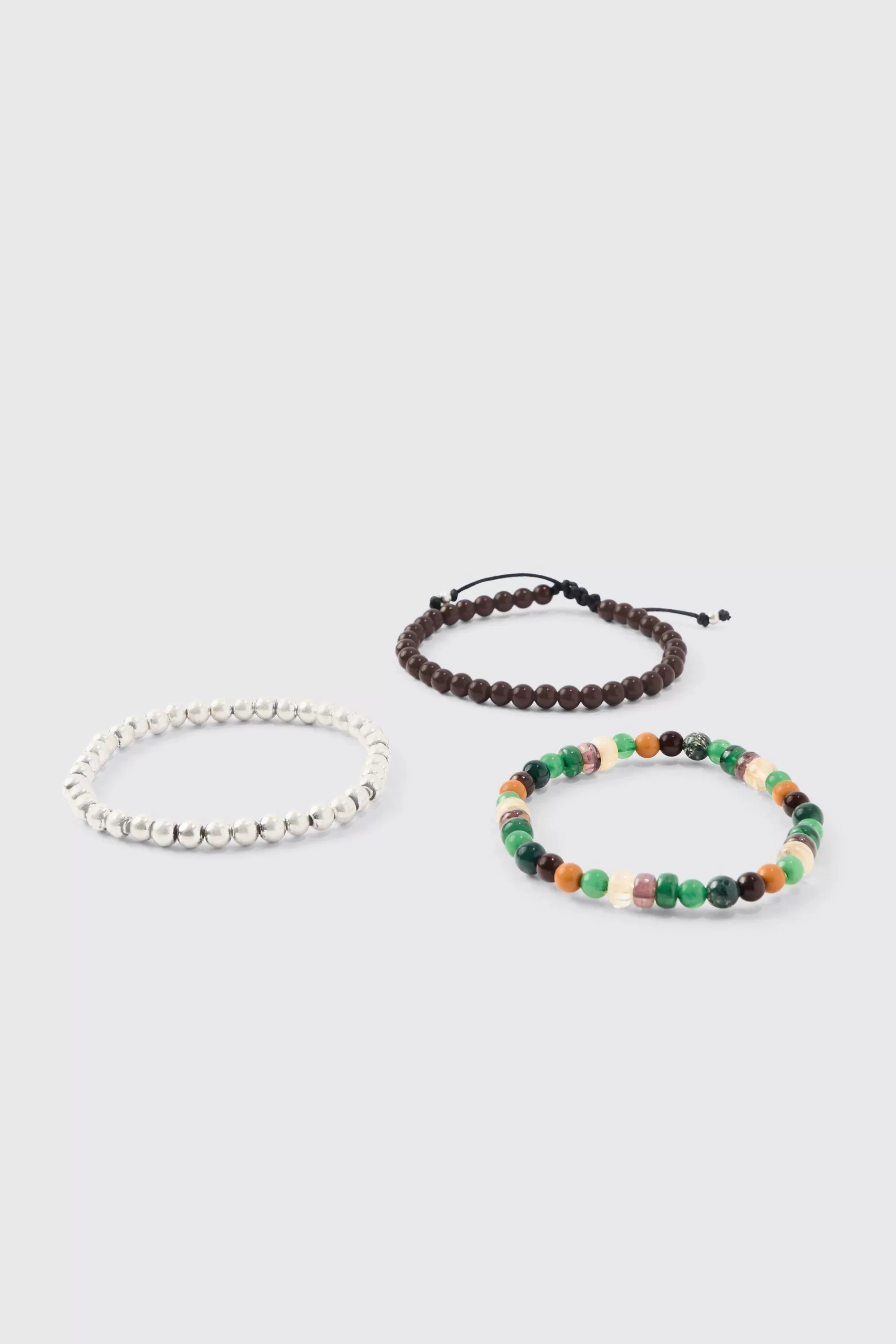 boohooMAN 3 Pack Beaded Bracelets | UK