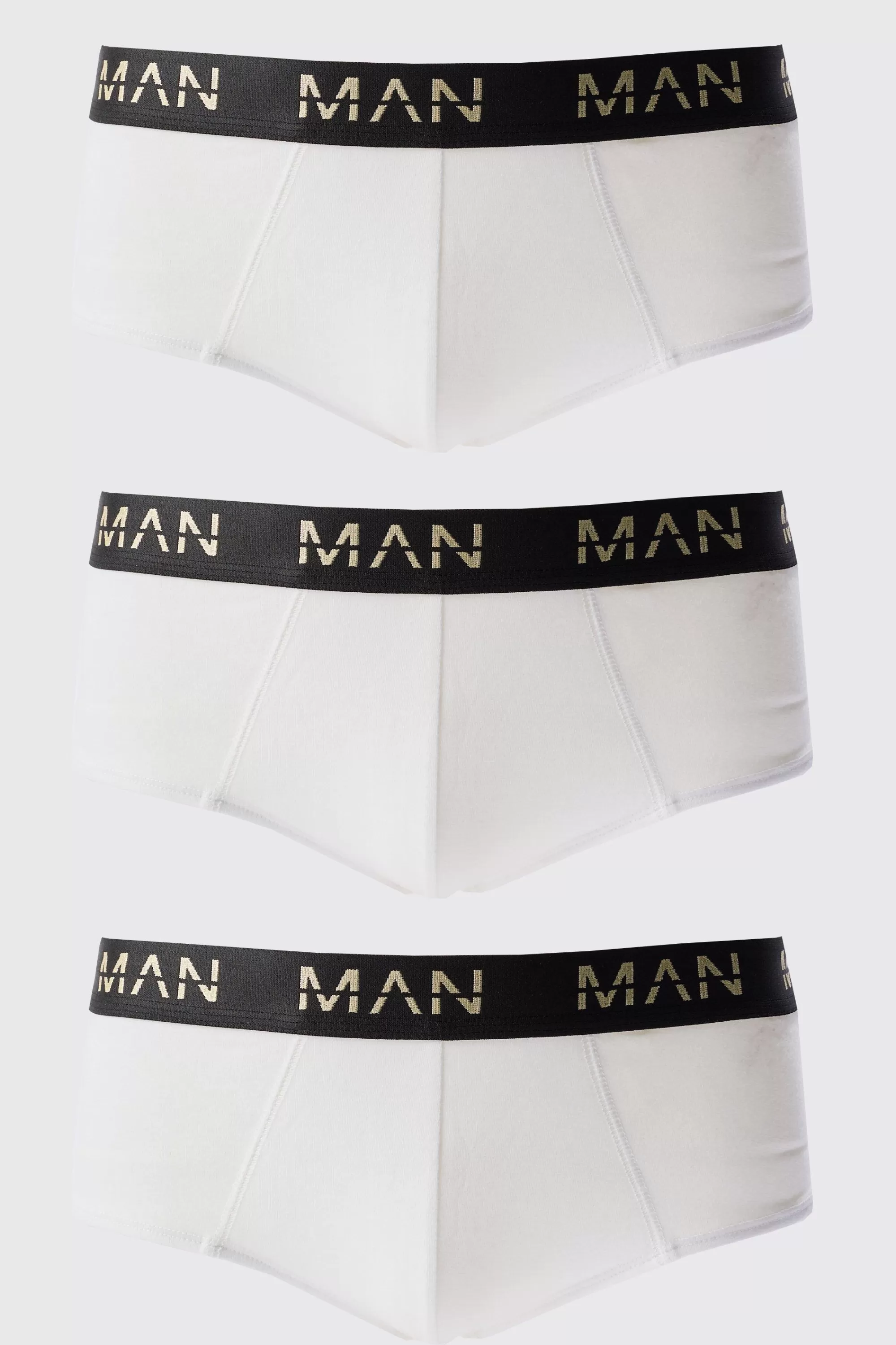 boohooMAN 3 Pack Gold Man Dash Briefs In | UK