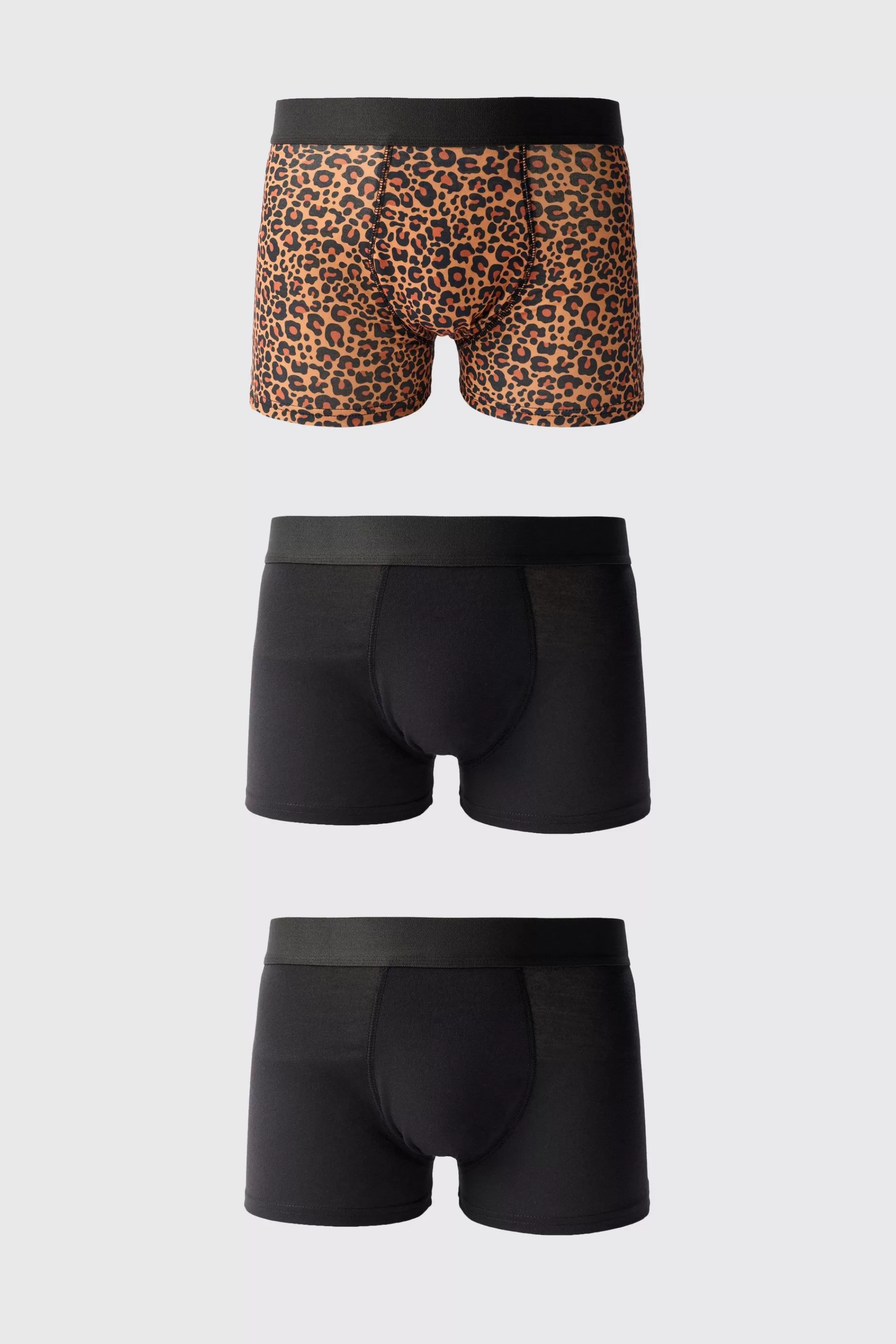 boohooMAN 3 Pack Leopard Printed Boxers | UK