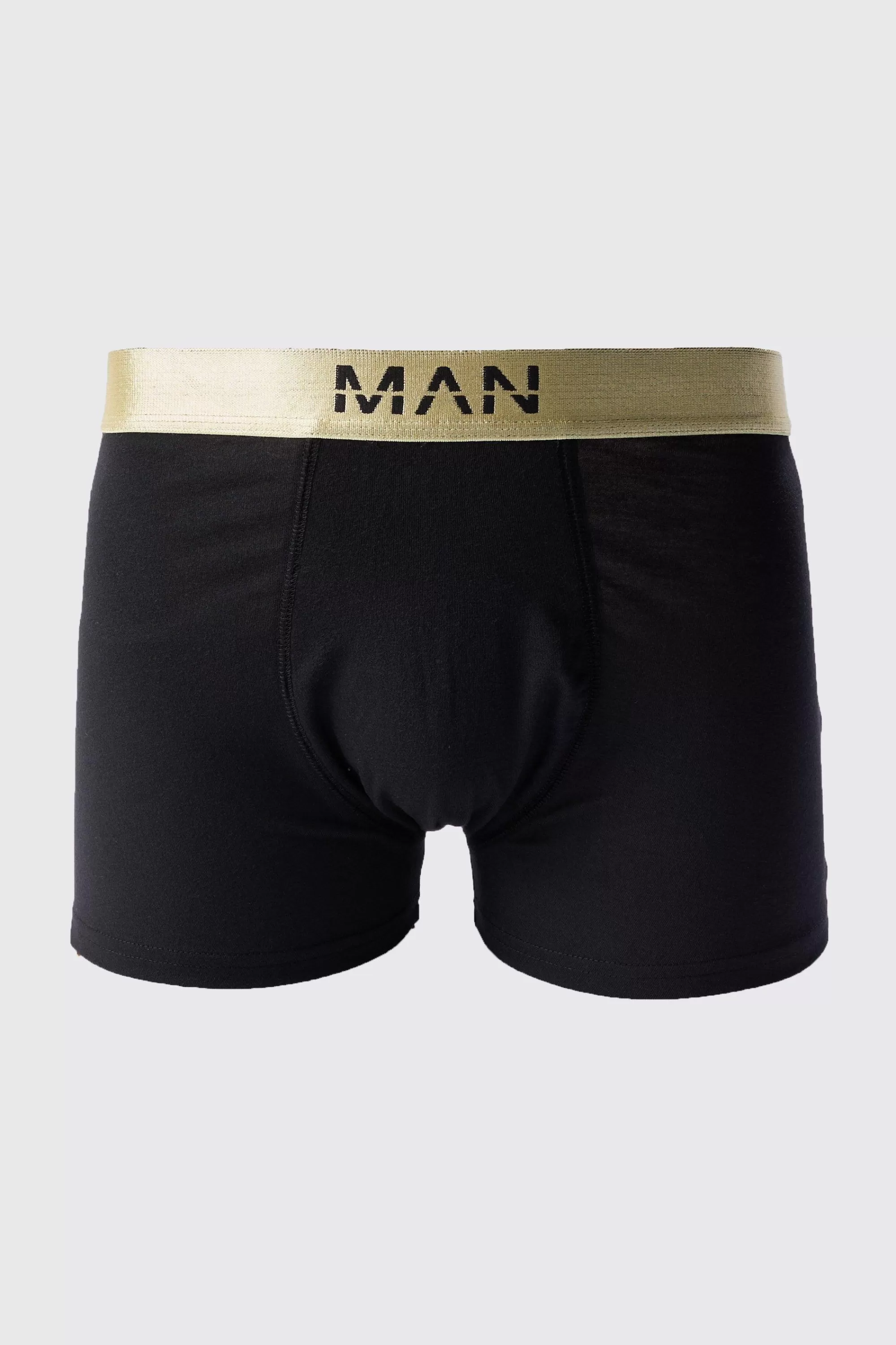 boohooMAN 3 Pack Man Dash Gold Waistband Boxers In | UK