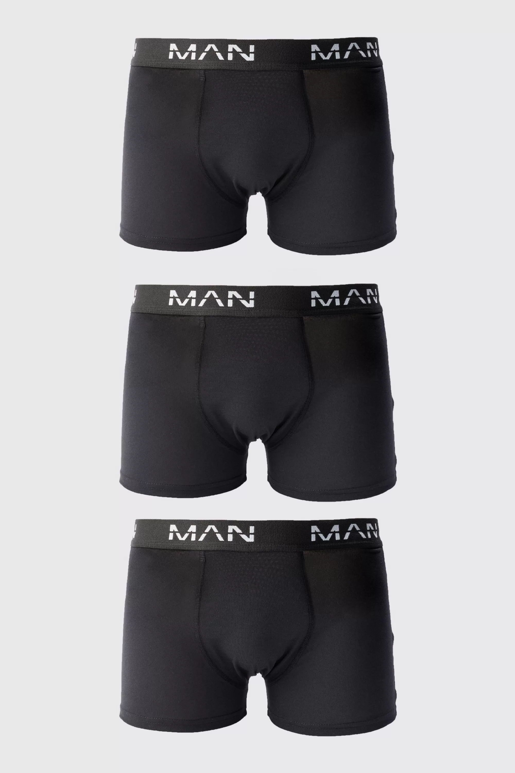 boohooMAN 3 Pack Man Dash Mid Length Trunks | UK