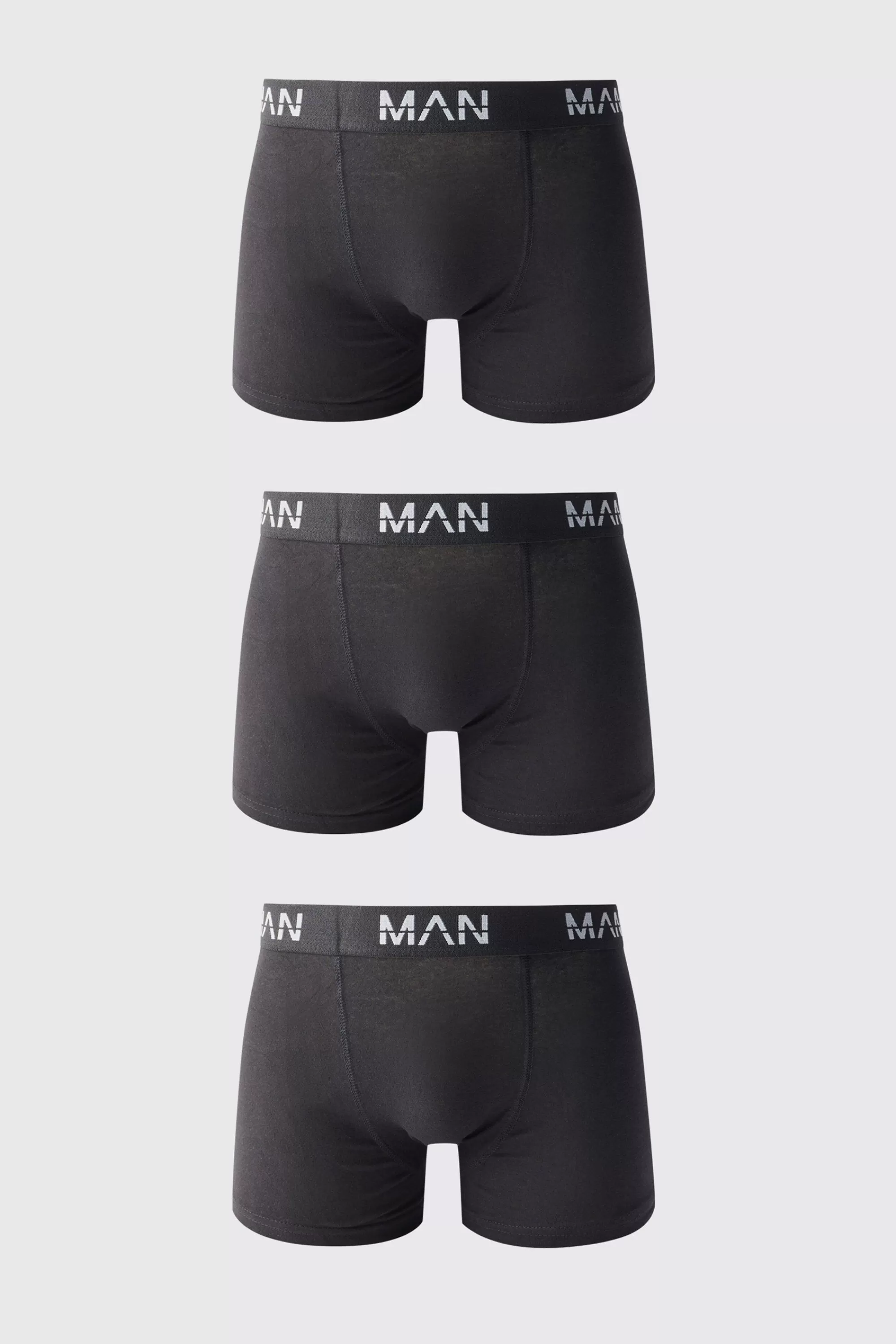 boohooMAN 3 Pack Man Dash Mid Length Trunks | UK