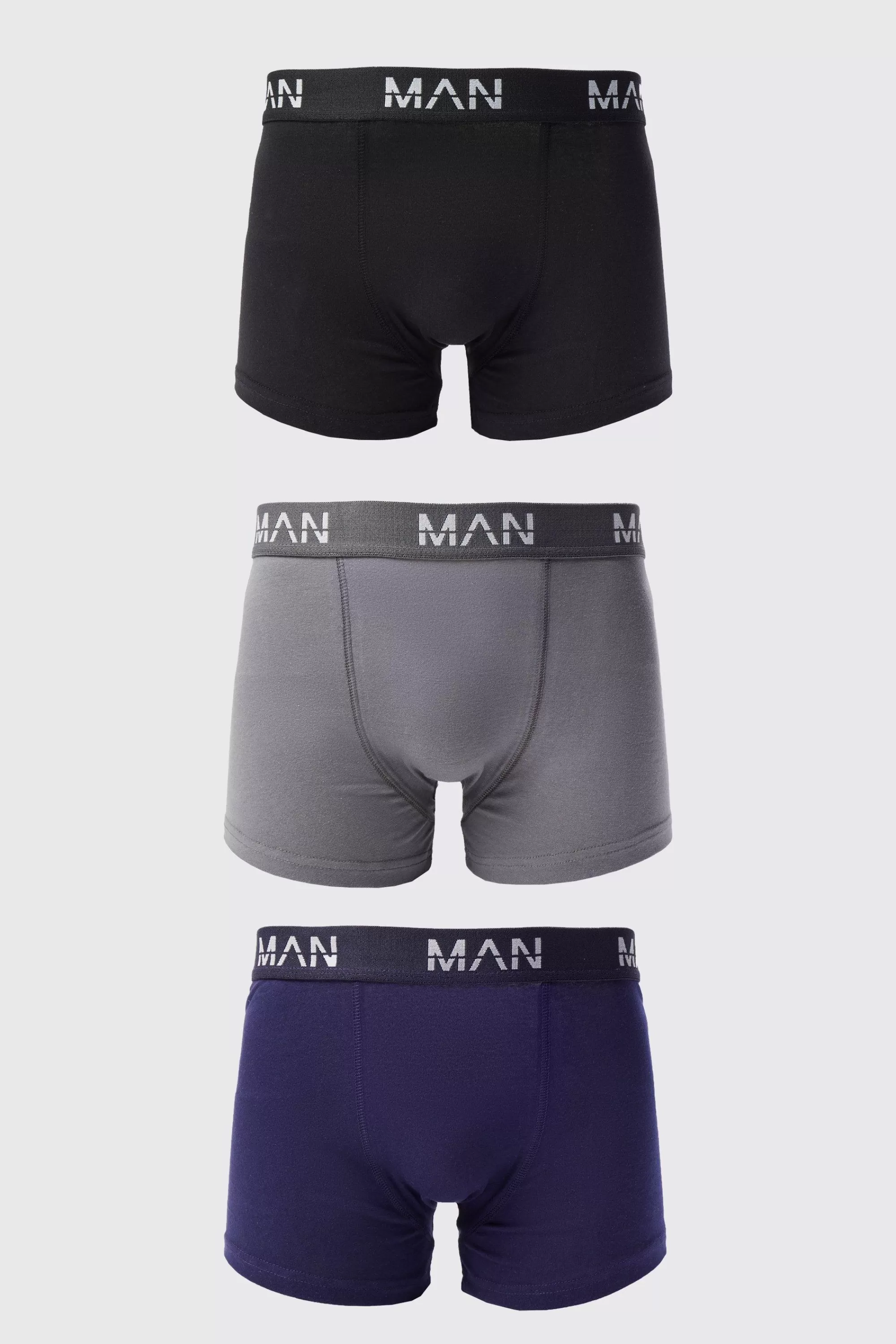 boohooMAN 3 Pack Man Dash Tonal Mixed Trunk | UK