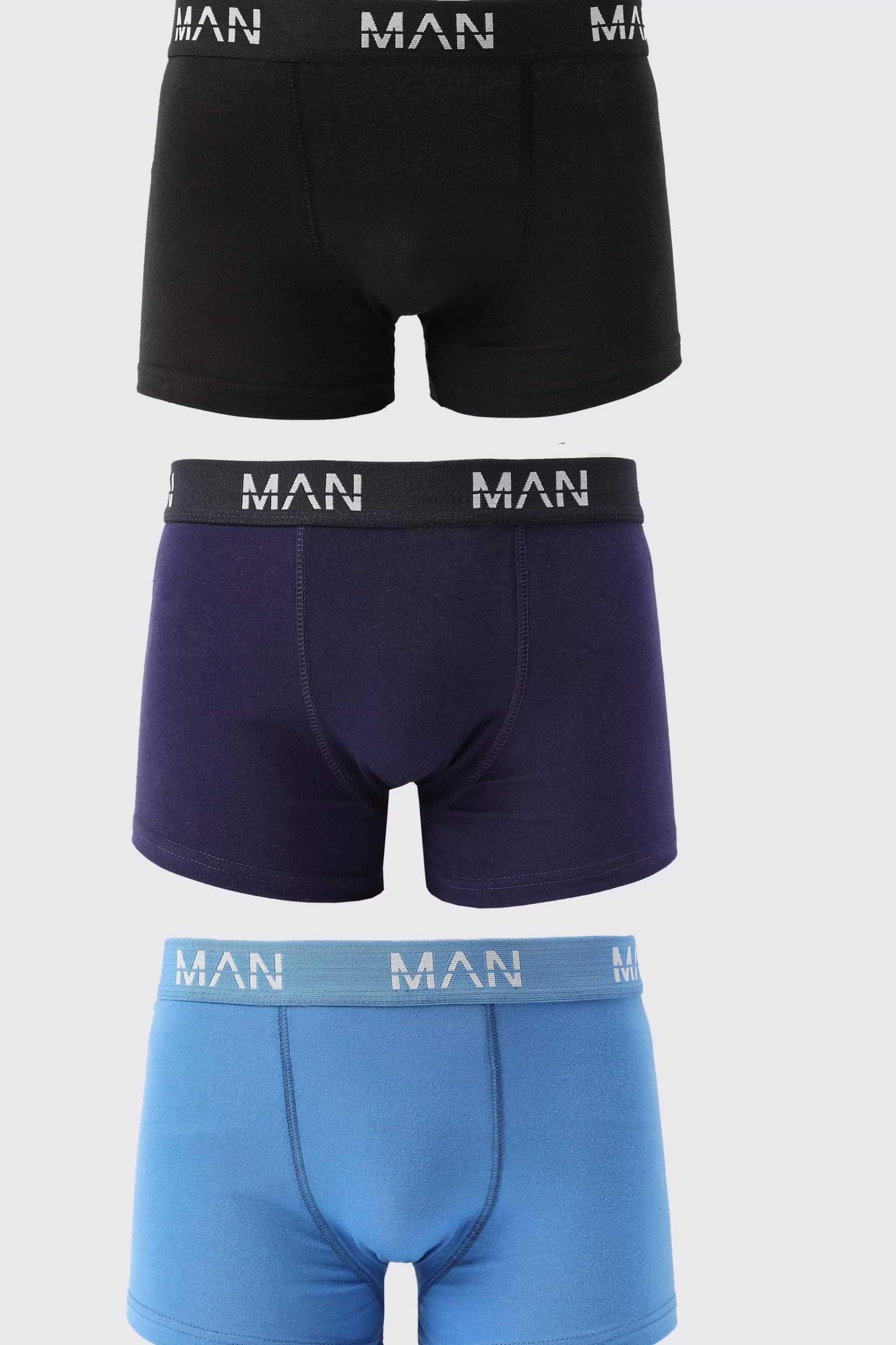 boohooMAN 3 Pack Man Dash Tonal Mixed Trunk | UK