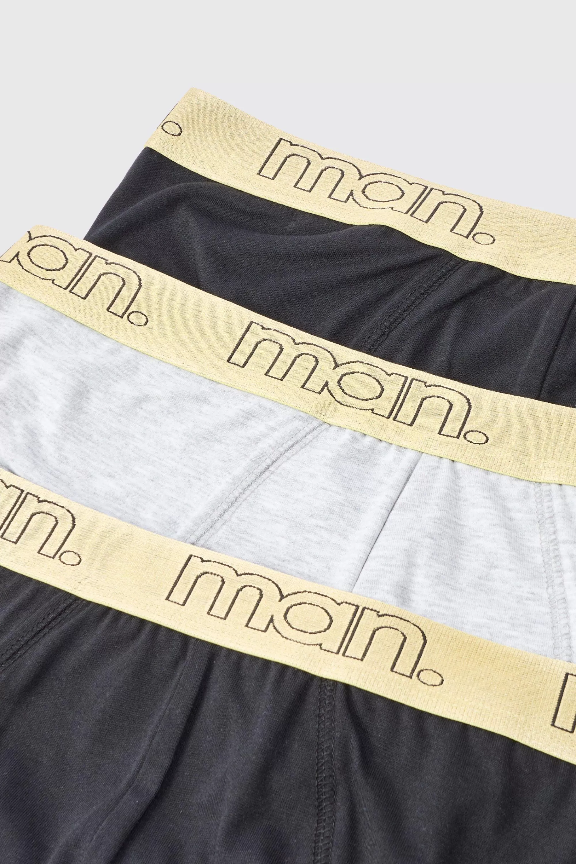 boohooMAN 3 Pack Man Gold Waistband Briefs | UK