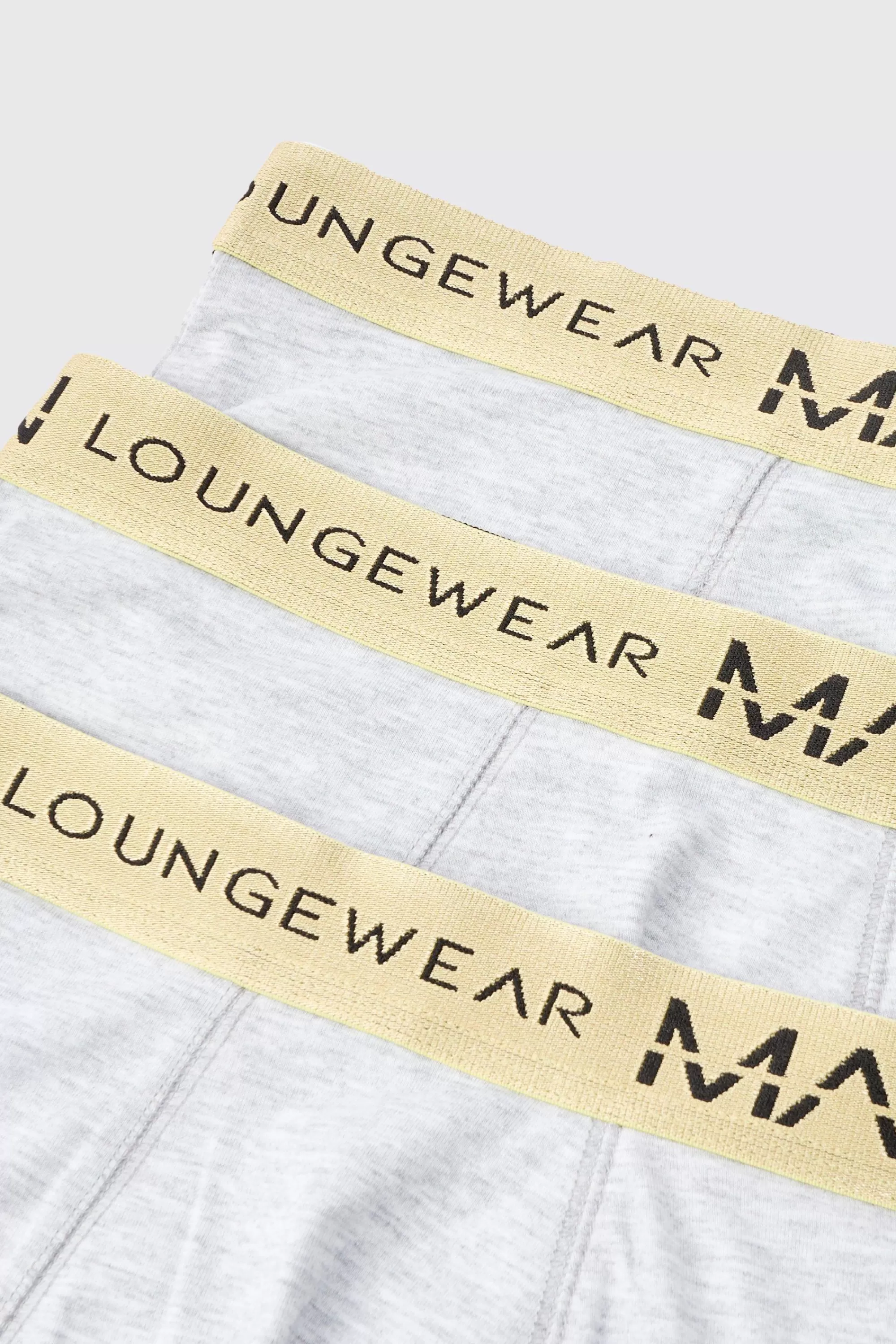 boohooMAN 3 Pack Man Lounge Gold Waistband Boxers | UK