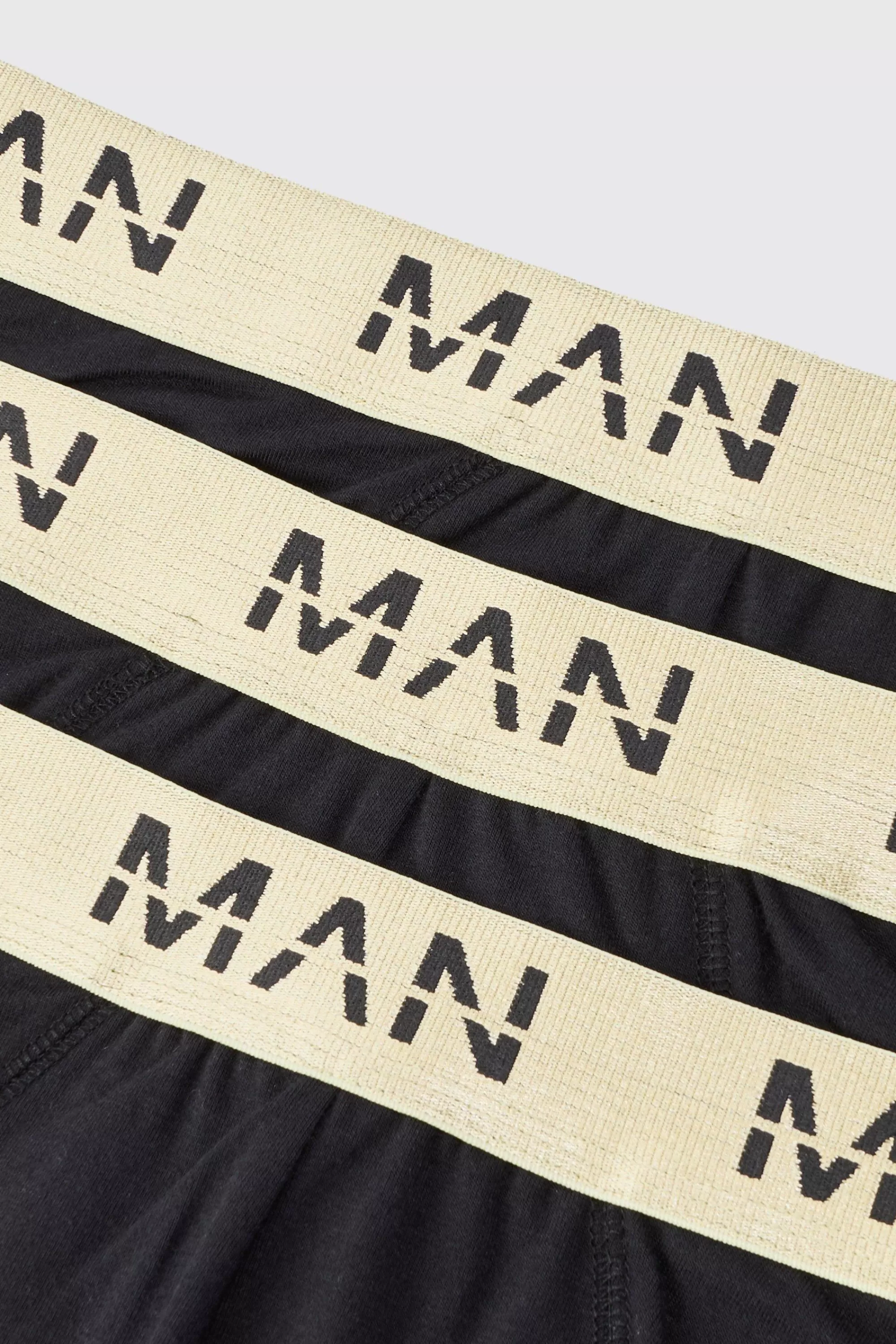 boohooMAN 3 Pack Man Roman Gold Waistband Briefs In | UK