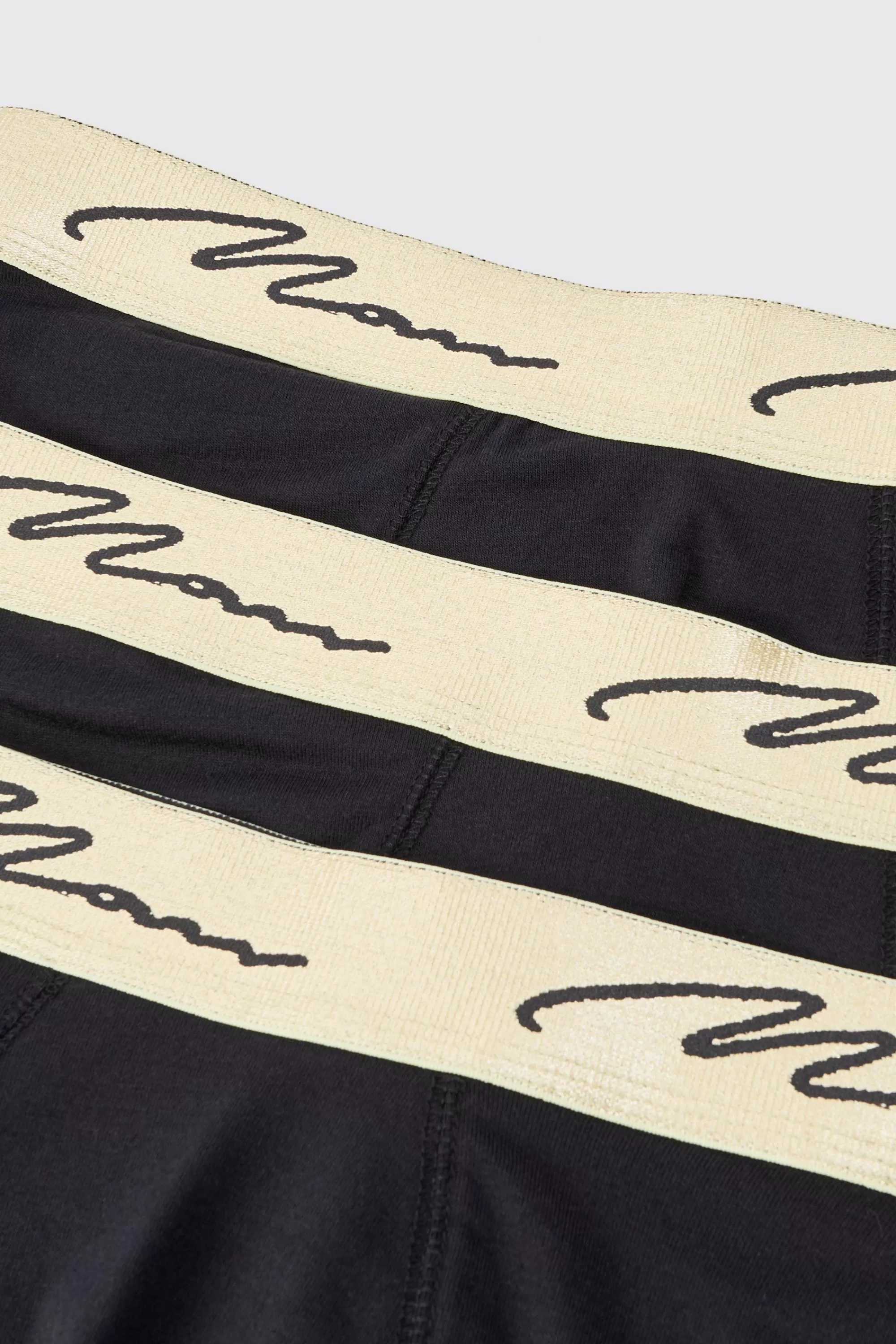 boohooMAN 3 Pack Man Signature Gold Waistband Boxers In | UK