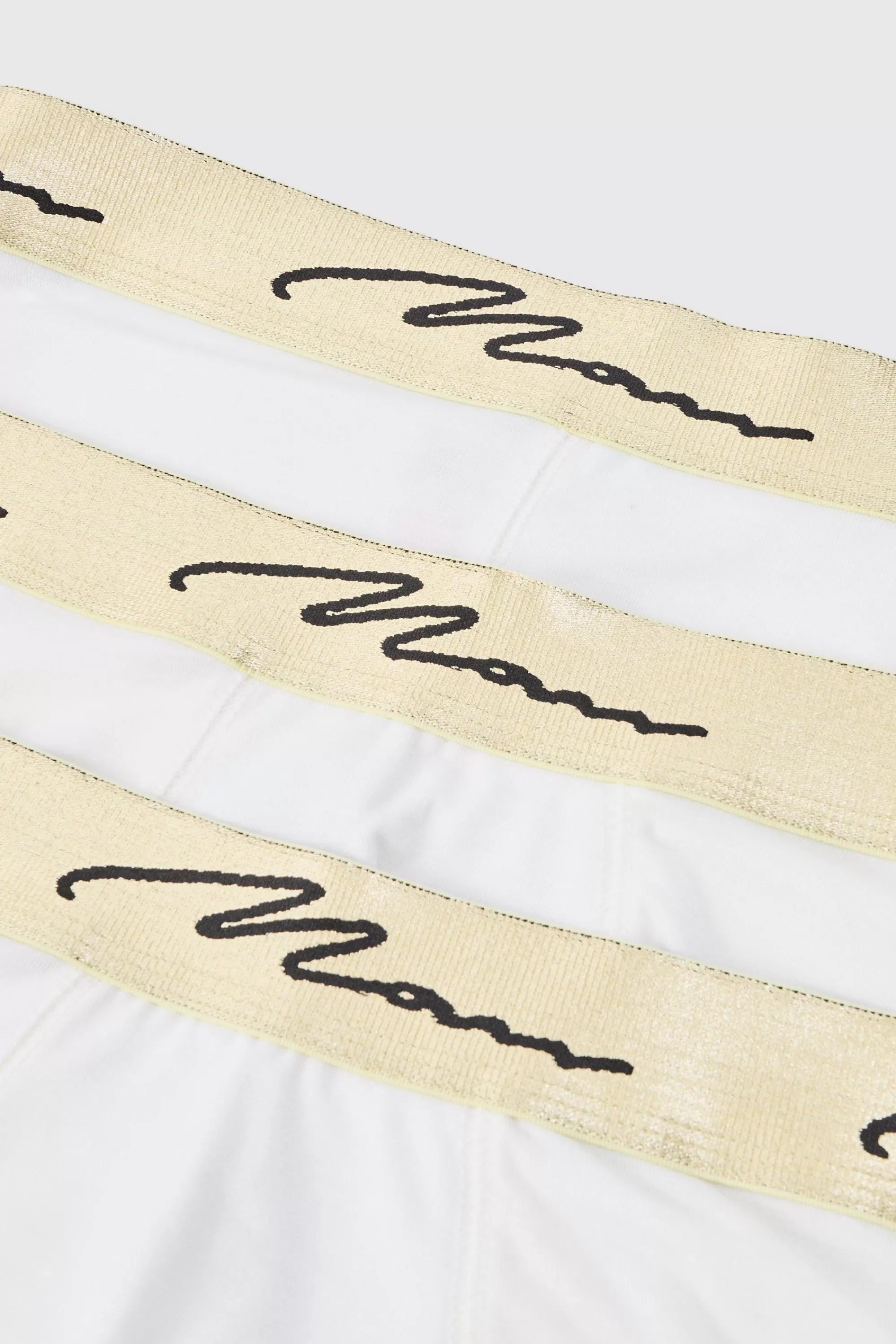 boohooMAN 3 Pack Man Signature Gold Waistband Boxers In | UK