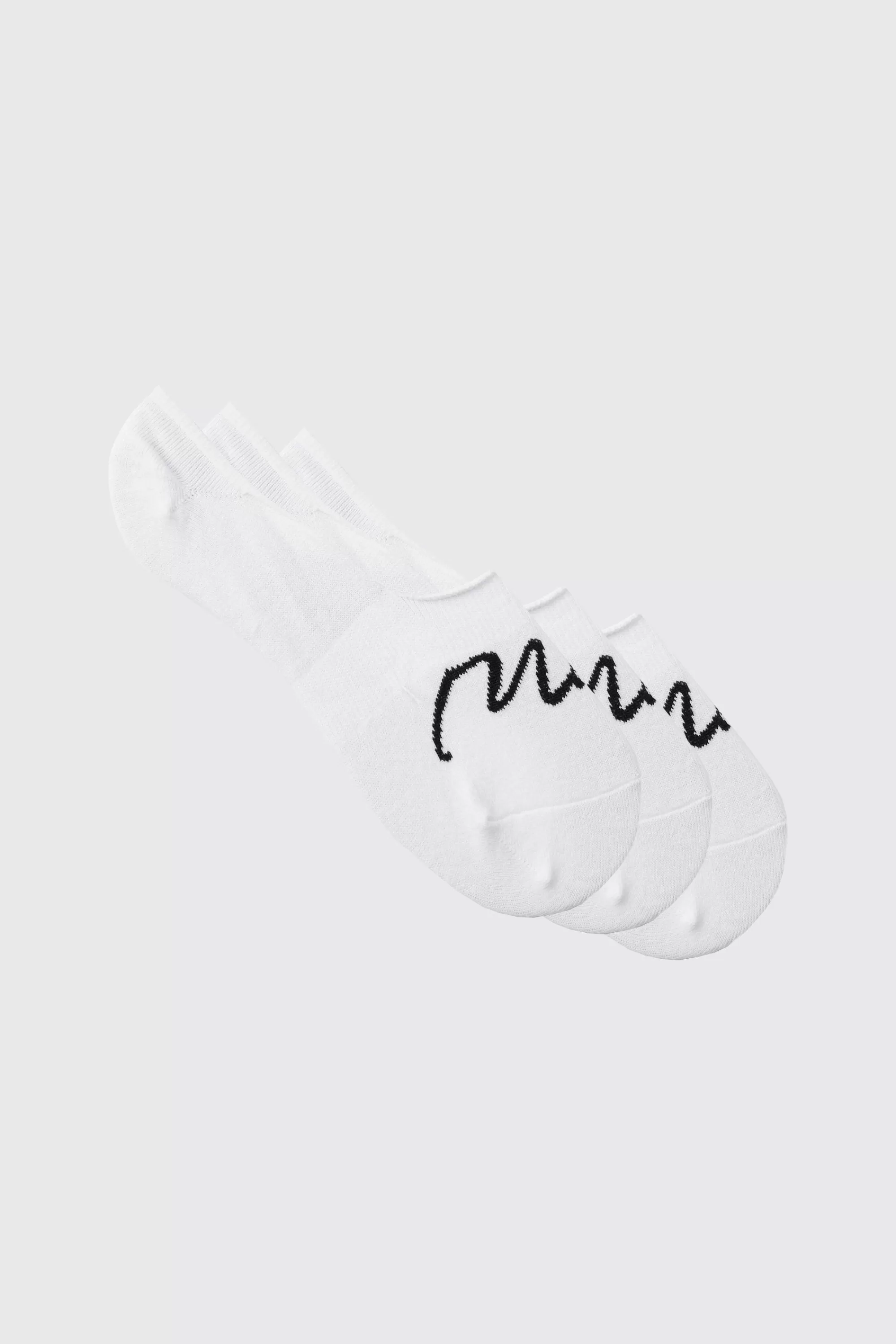 boohooMAN 3 Pack Man Signature Invisible Socks | UK