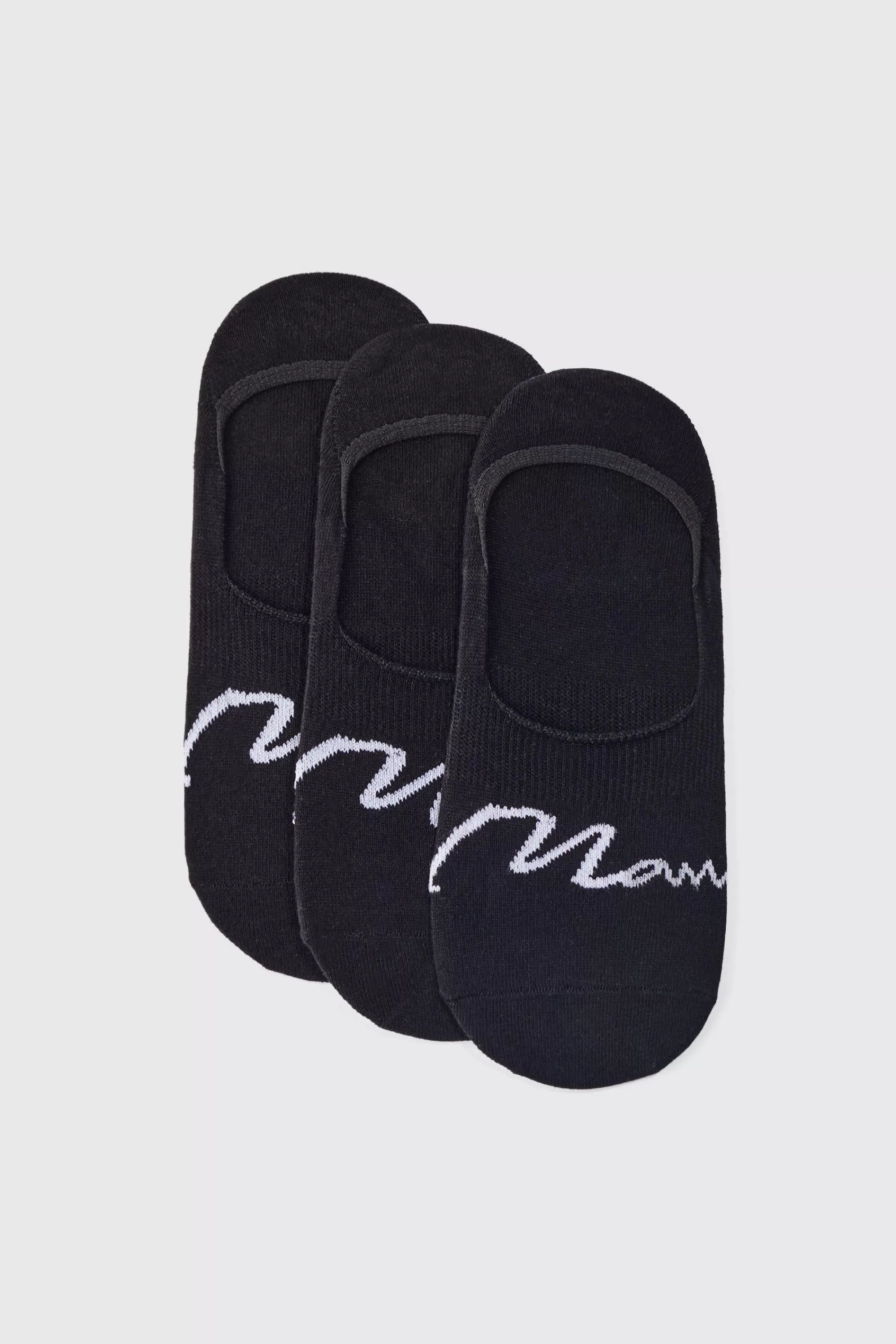 boohooMAN 3 Pack Man Signature Invisible Socks | UK
