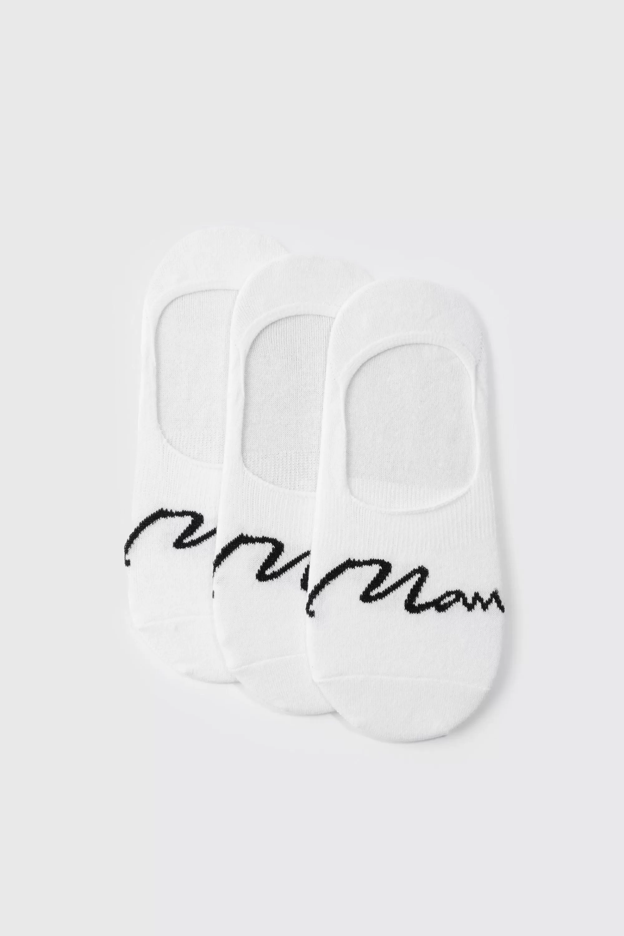 boohooMAN 3 Pack Man Signature Invisible Socks | UK